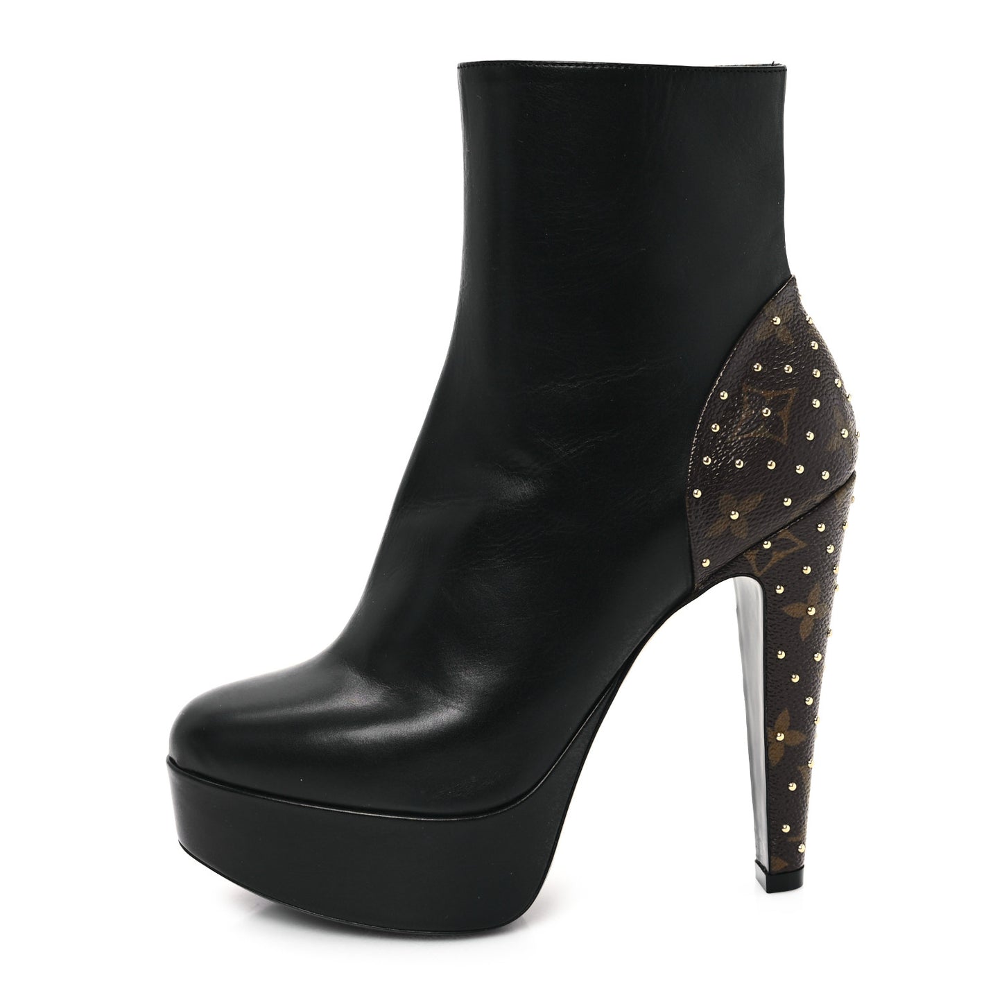 Soft Calfskin Monogram Afterglow Platform Ankle Boots 37 Black