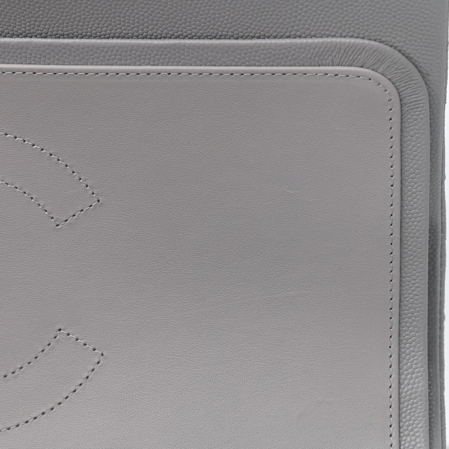 Caviar Quilted Jumbo Double Flap Grey