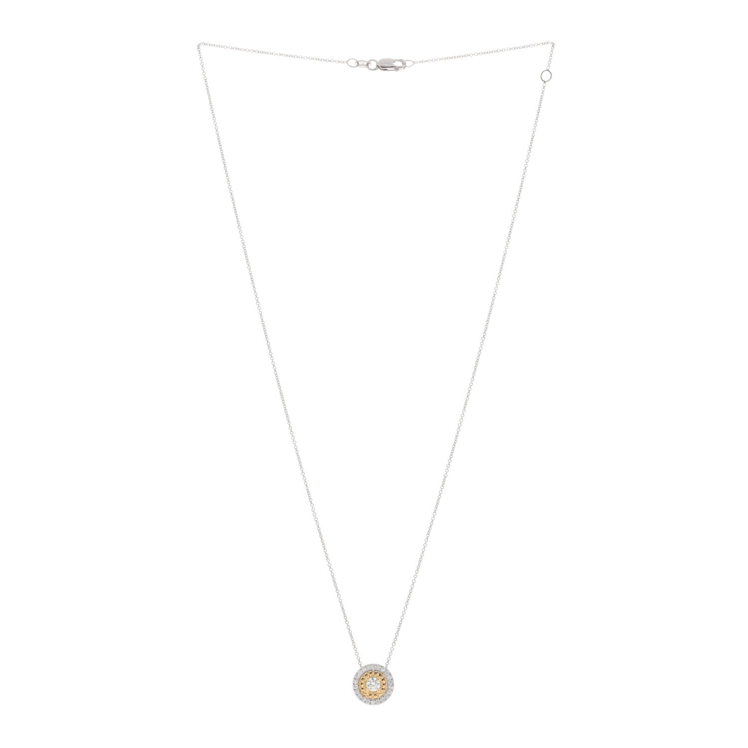 Roberto Coin 18K White Yellow Gold Diamond Large Siena Dot Pendant Necklace 2 of 4