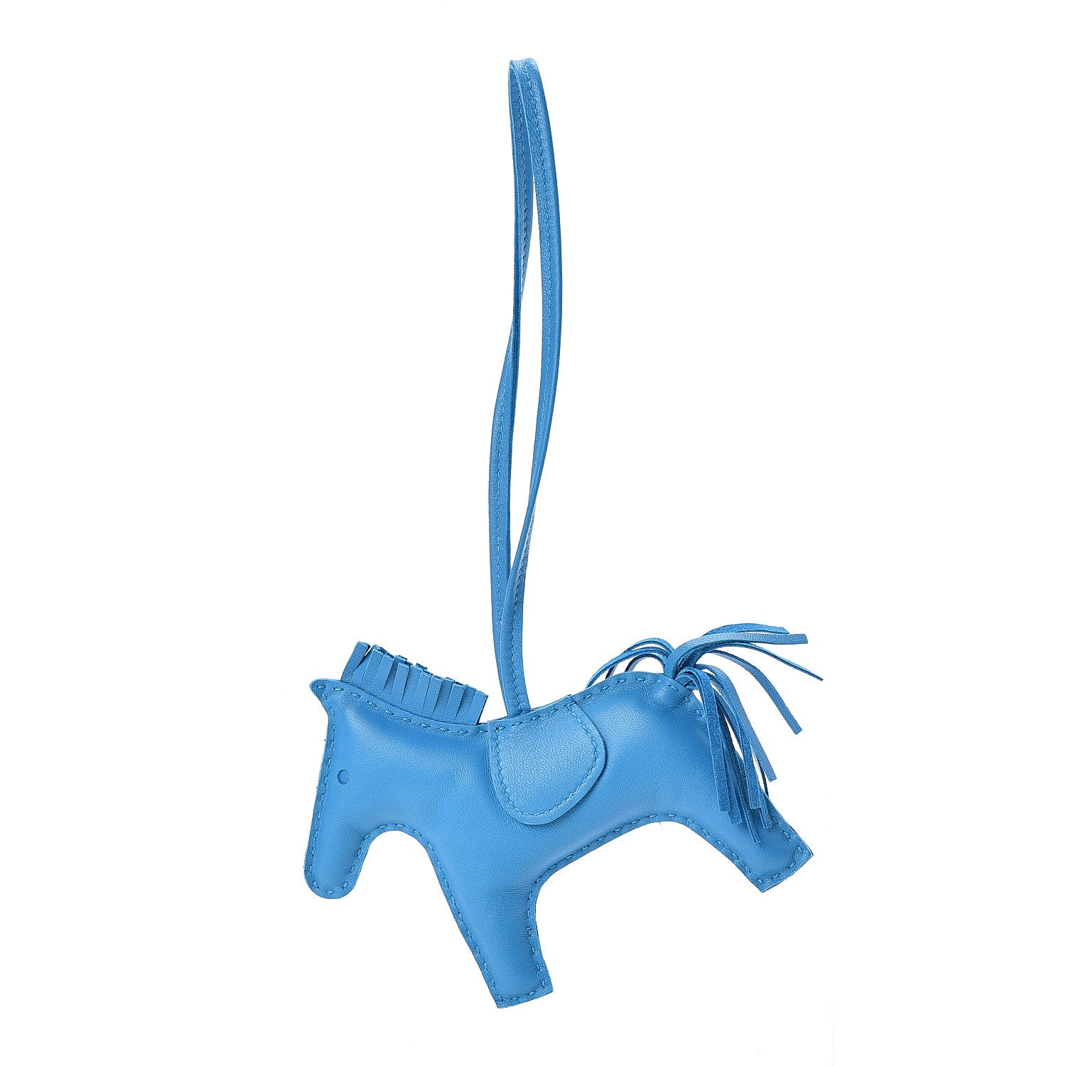 Hermes Milo Lambskin Grigri Rodeo Horse Bag Charm MM Bleu Zanzibar 1 of 5