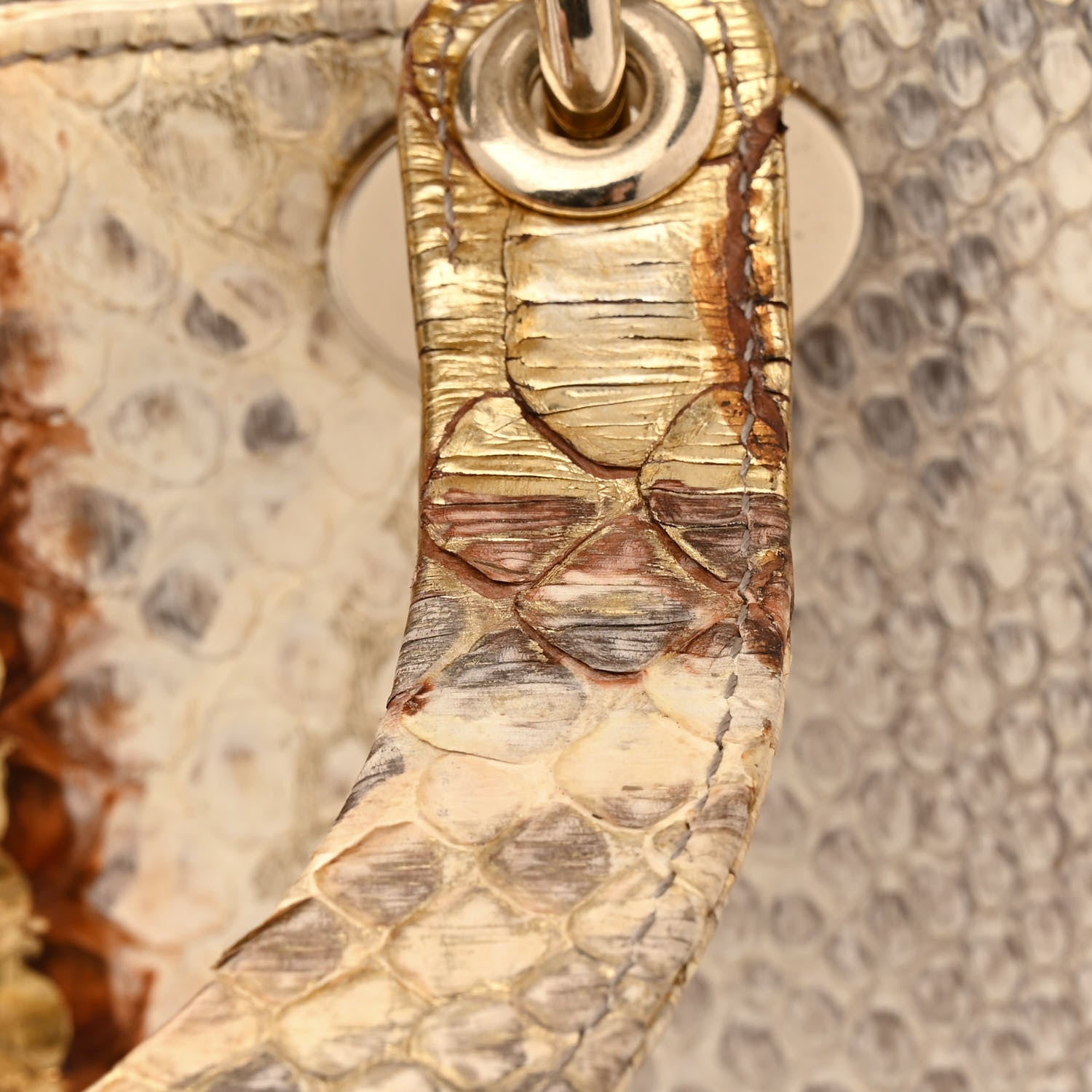 Christian Dior Metallic Snakeskin Large Lady Dior Beige Gold 12 of 12