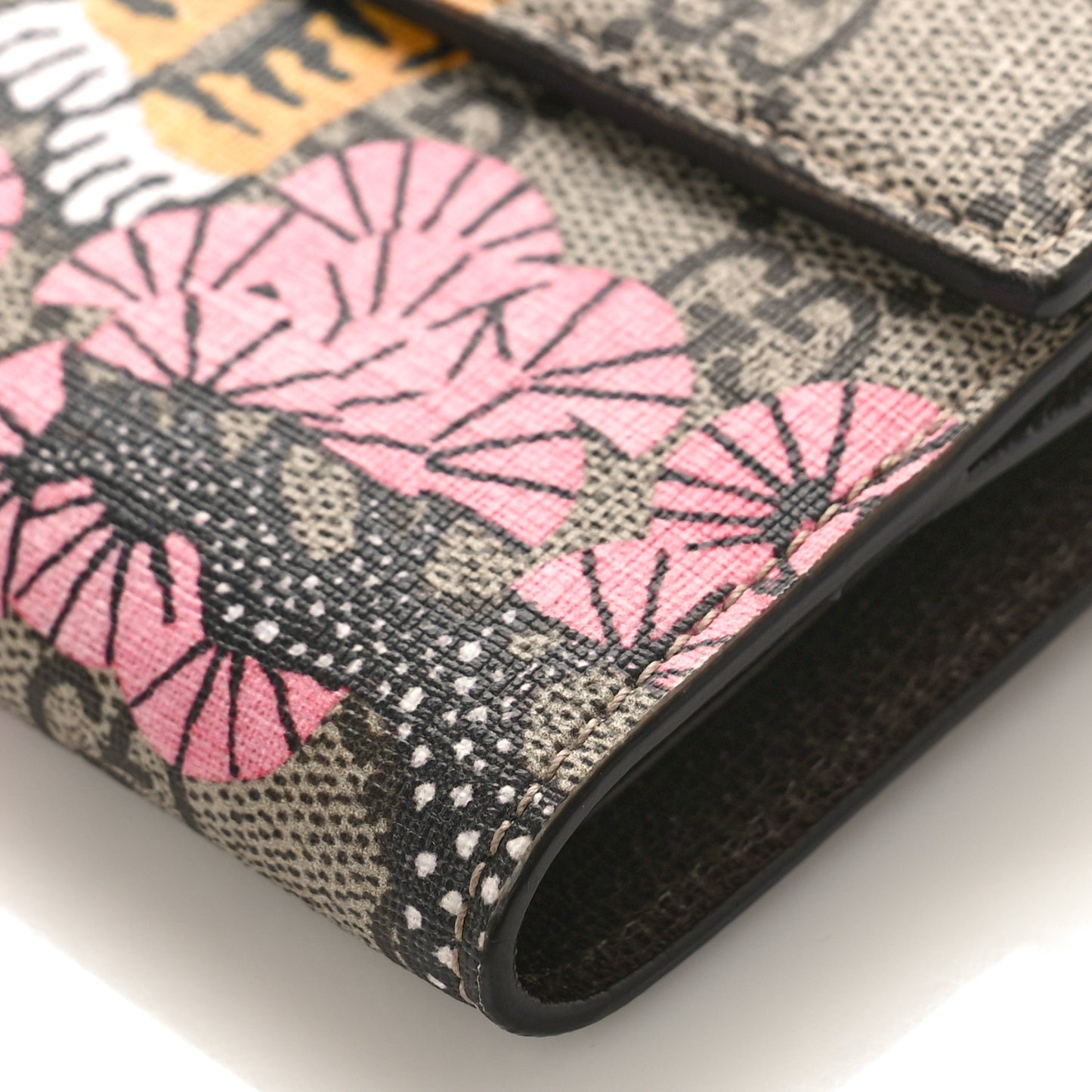 GG Supreme Monogram Bengal French Flap Wallet Beige Pink