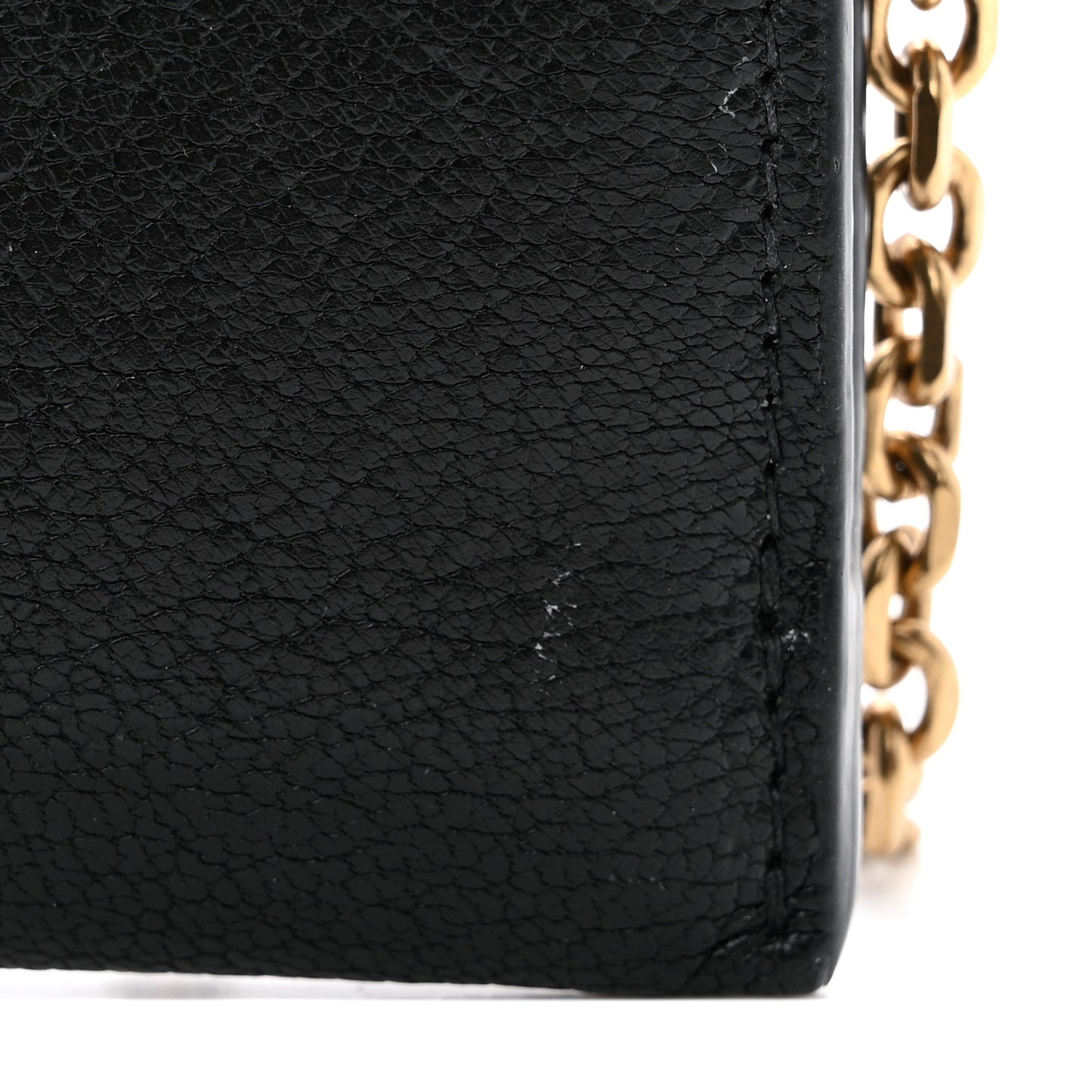 Goatskin Saddle Long Wallet With Chain Black