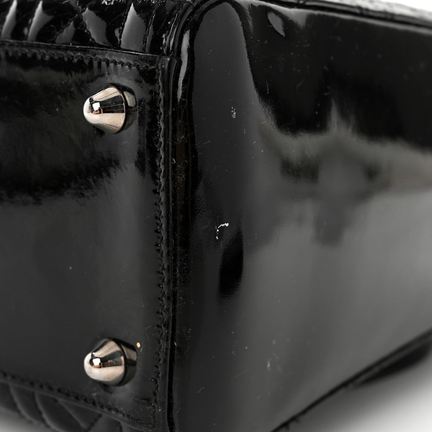 CHRISTIAN DIOR Patent Cannage Large Lady Dior Black