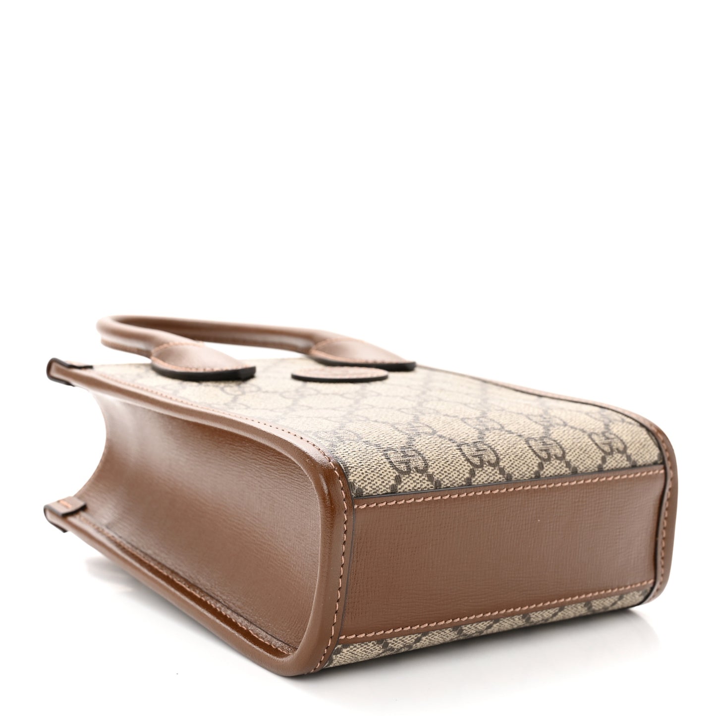 GG Supreme Monogram Azalea Calfskin Mini Retro Interlocking G Tote Bag Beige Ebony Brown Sugar