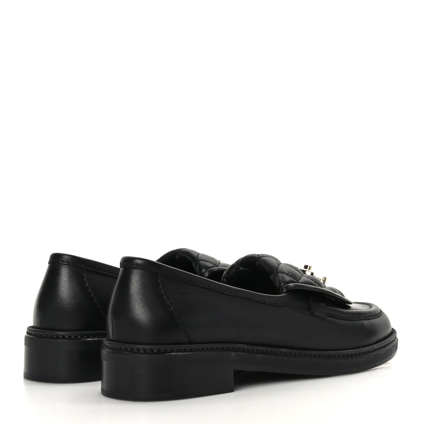 Lambskin Quilted CC Turnlock Loafers 38 Black