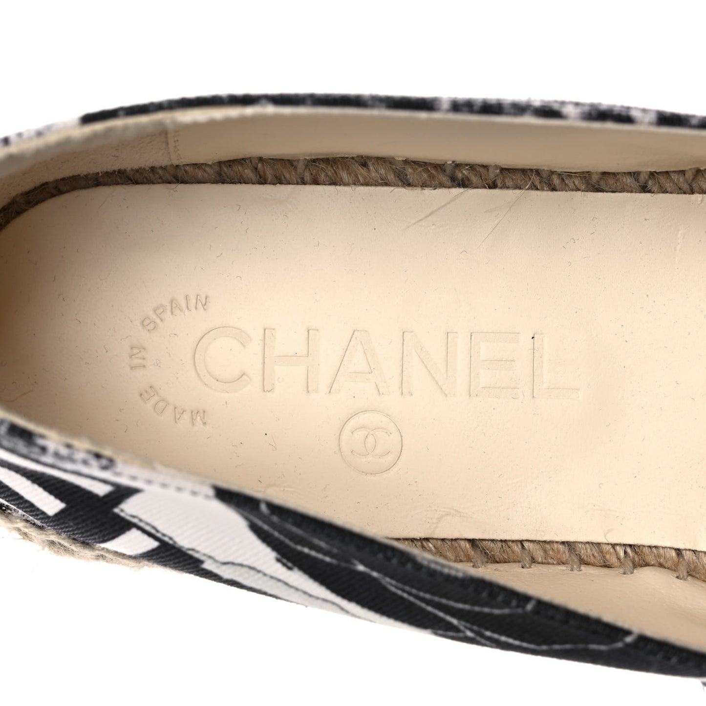 Printed Canvas Grosgrain 31 Rue Cambon Espadrilles 40 Black White