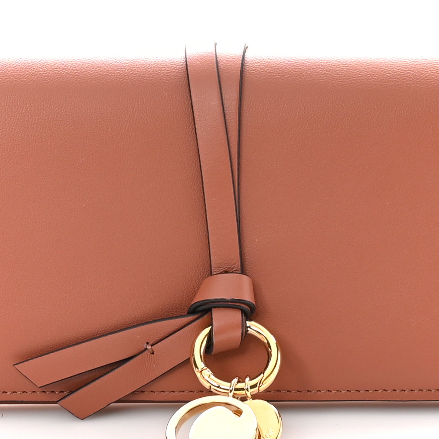 Calfskin Alphabet Long Wallet Brown