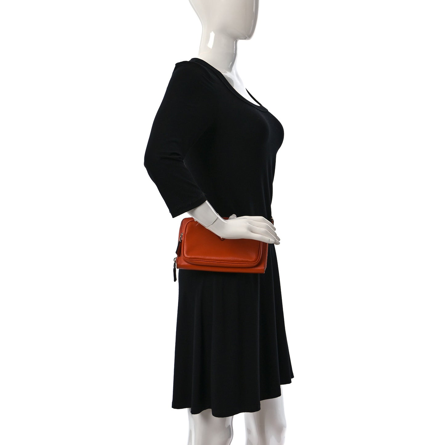 Saffiano Travel Double Zip Crossbody Belt Bag Papaya