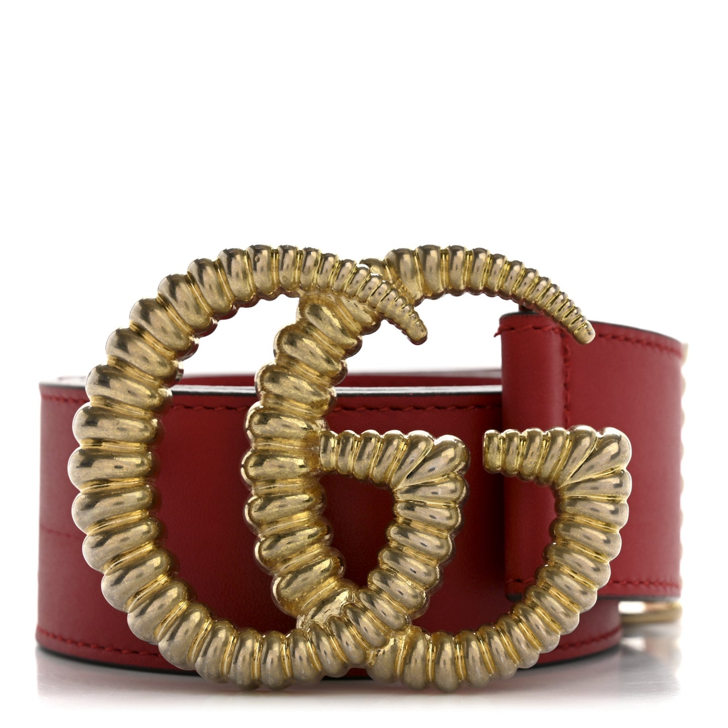 Moon Calfskin Torchon Double G 40mm Belt 85 34 Hibiscus Red