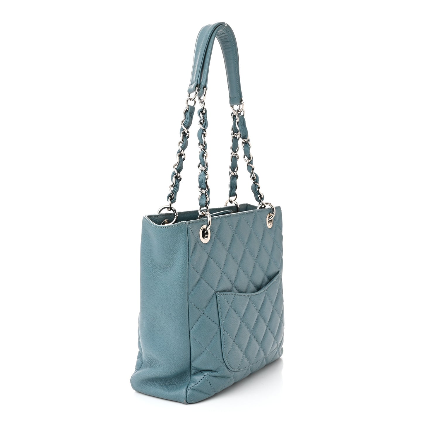 Caviar Quilted Petit Shopping Tote PST Blue