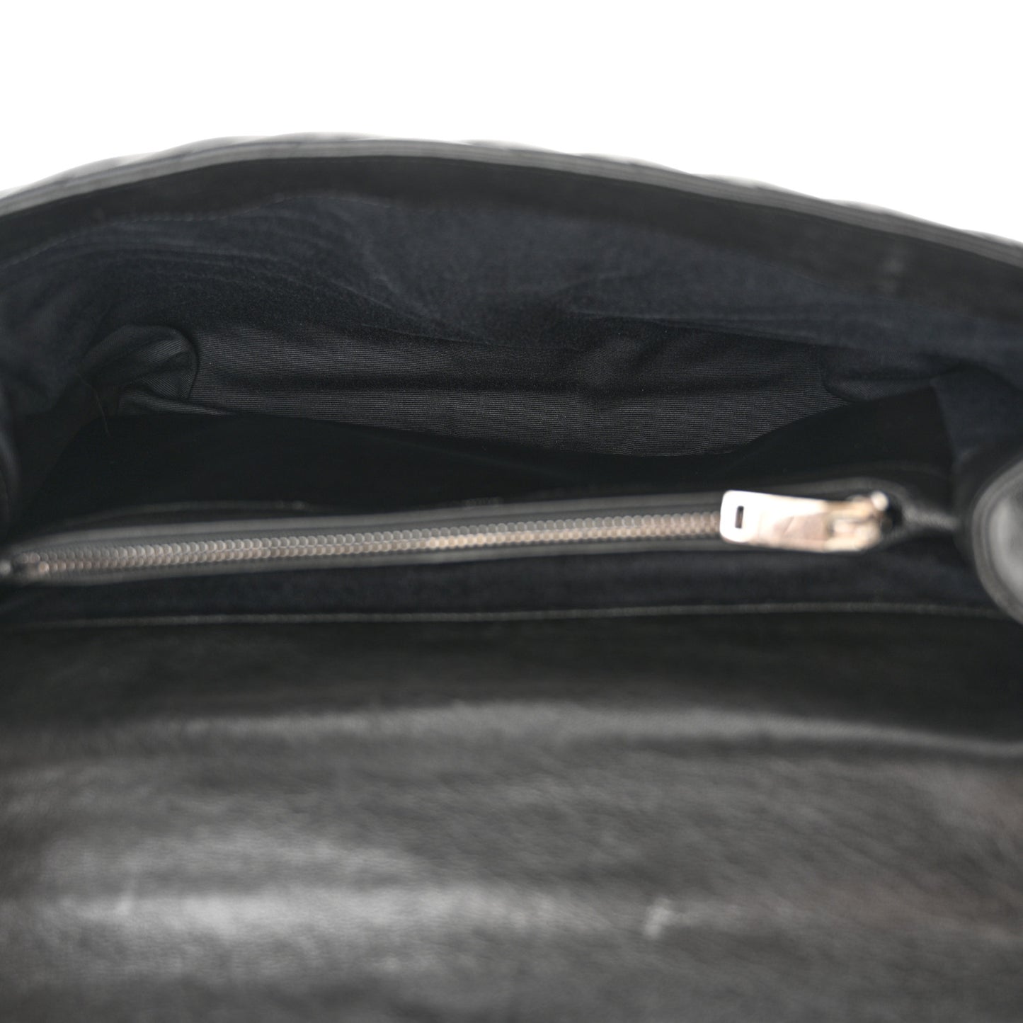 Sheepskin Matelasse Chevron Monogram Large College Satchel Black