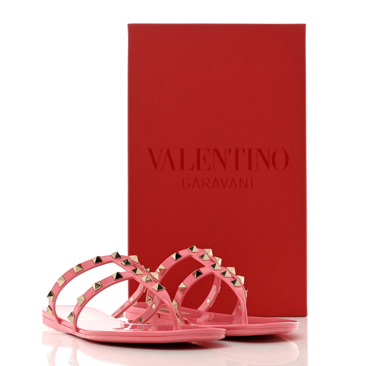 PVC Jelly Rockstud Caged Flat Thong Sandals 38 Dawn Pink