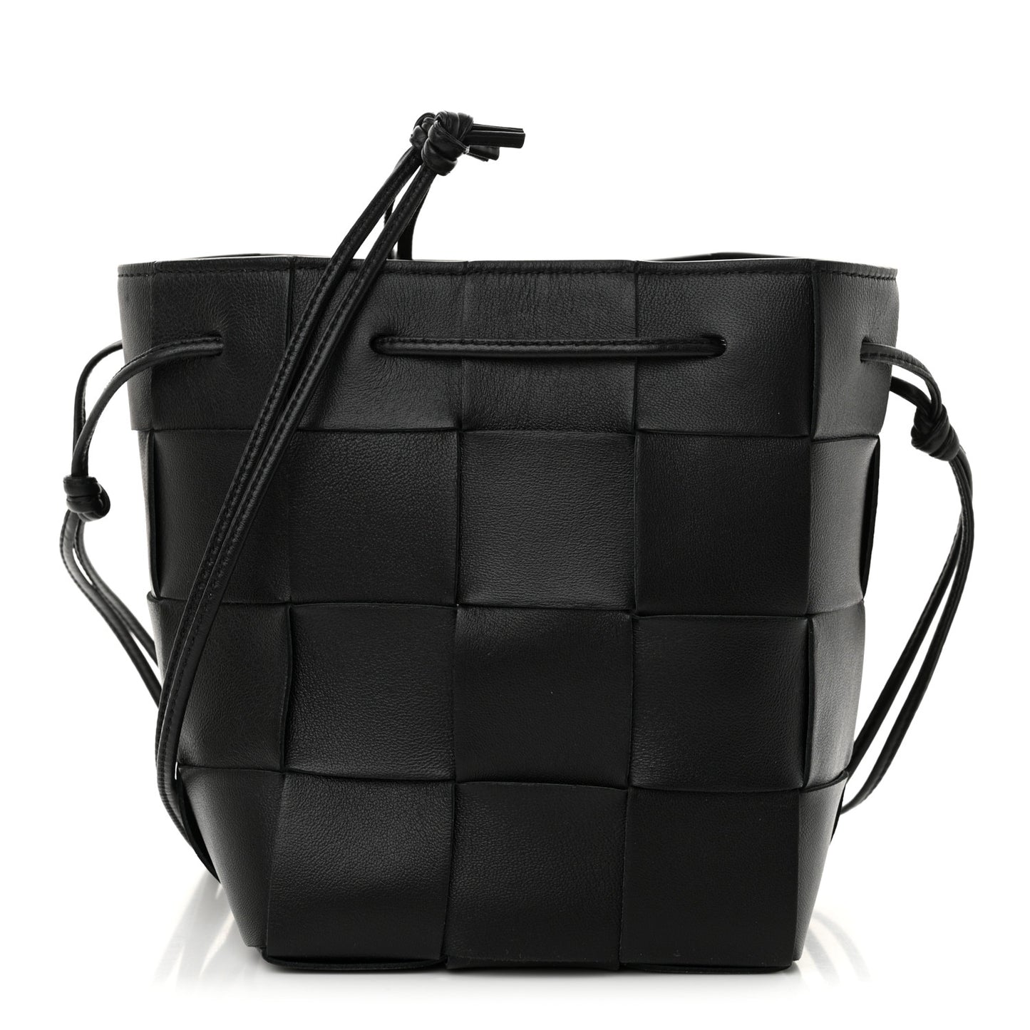 Lambskin Intreccio Small Crossbody Bucket Bag Fondant