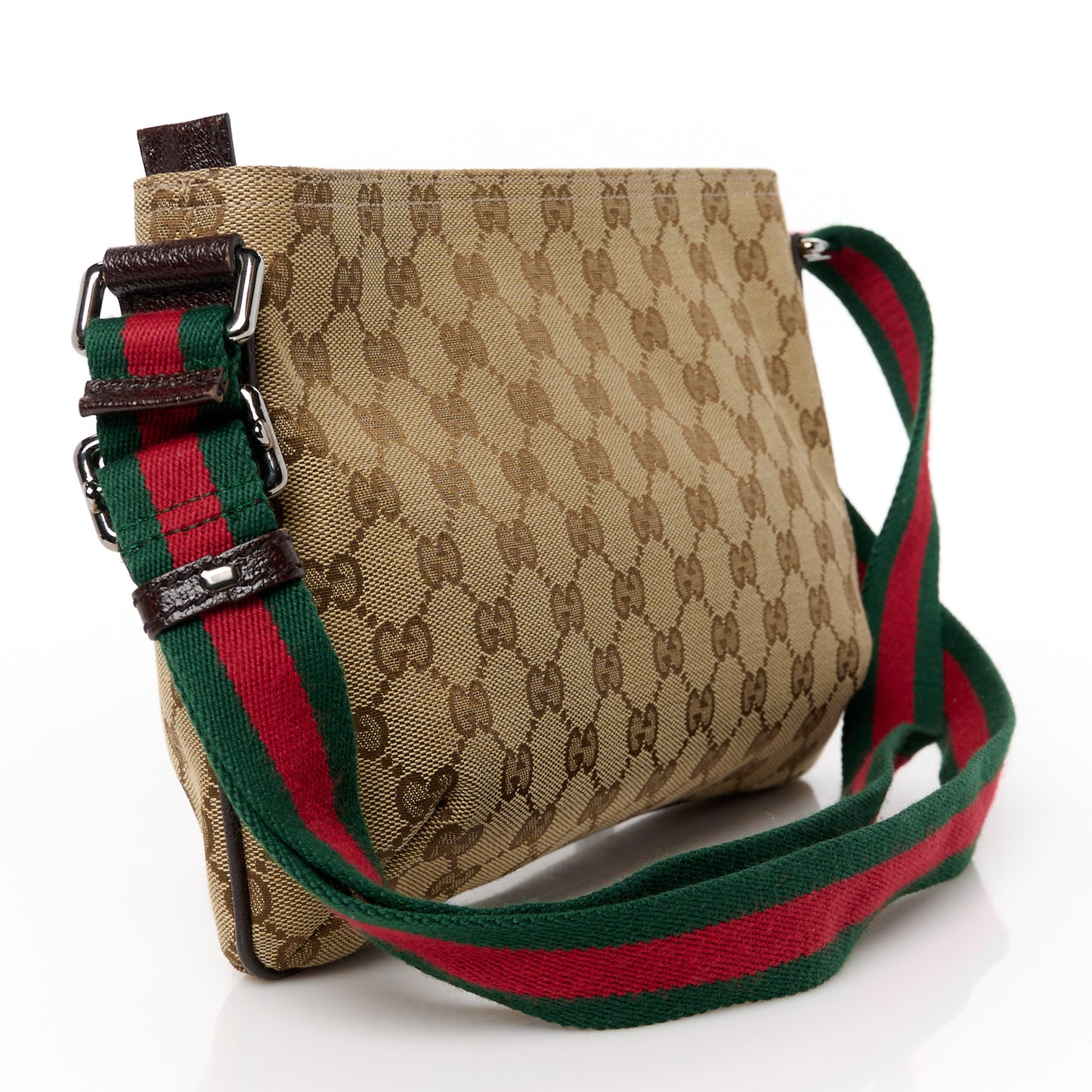 Monogram Web Small Flat Messenger Crossbody Dark Brown