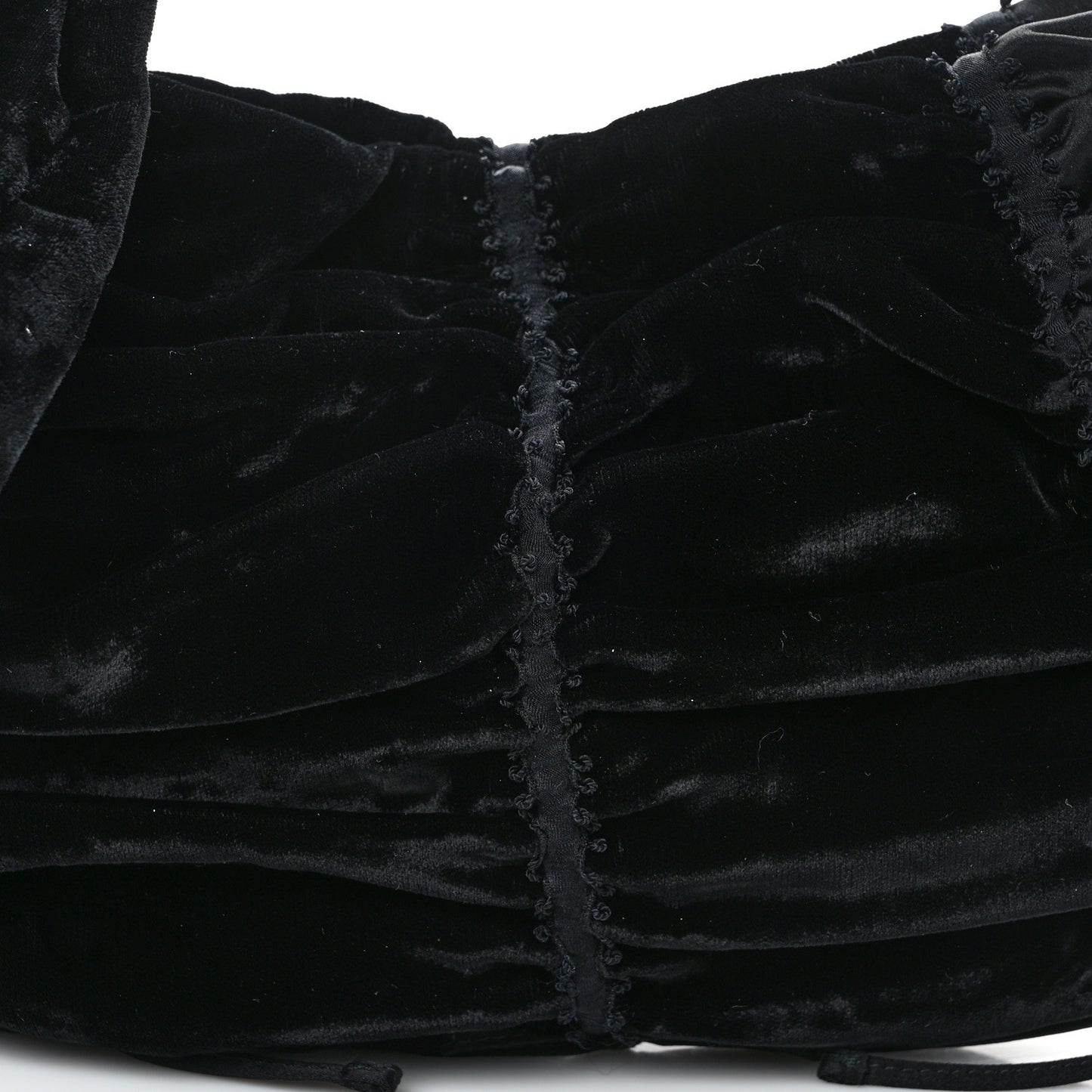 Satin Velvet Drawstring Shoulder Bag Black