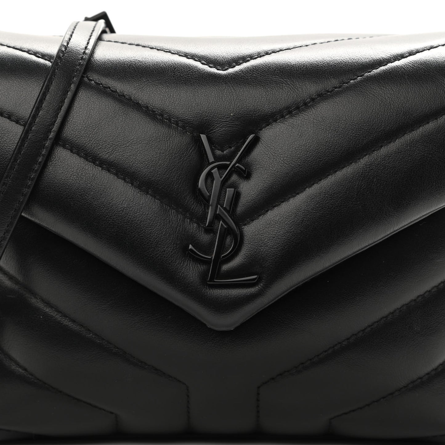 Calfskin Y Quilted Monogram Toy Loulou Crossbody Bag Black