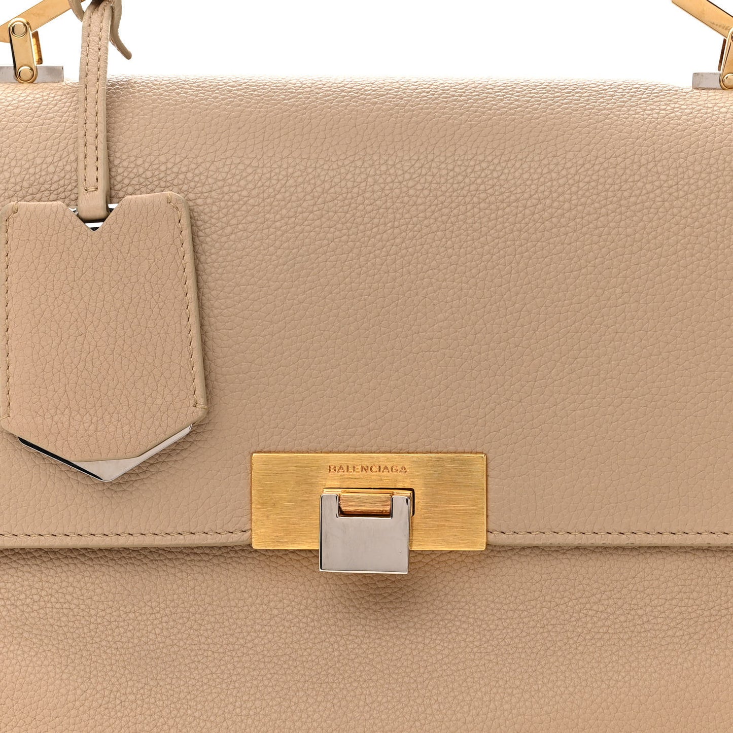 Grained Calfskin Le Dix Small Soft Cartable Beige Seigle