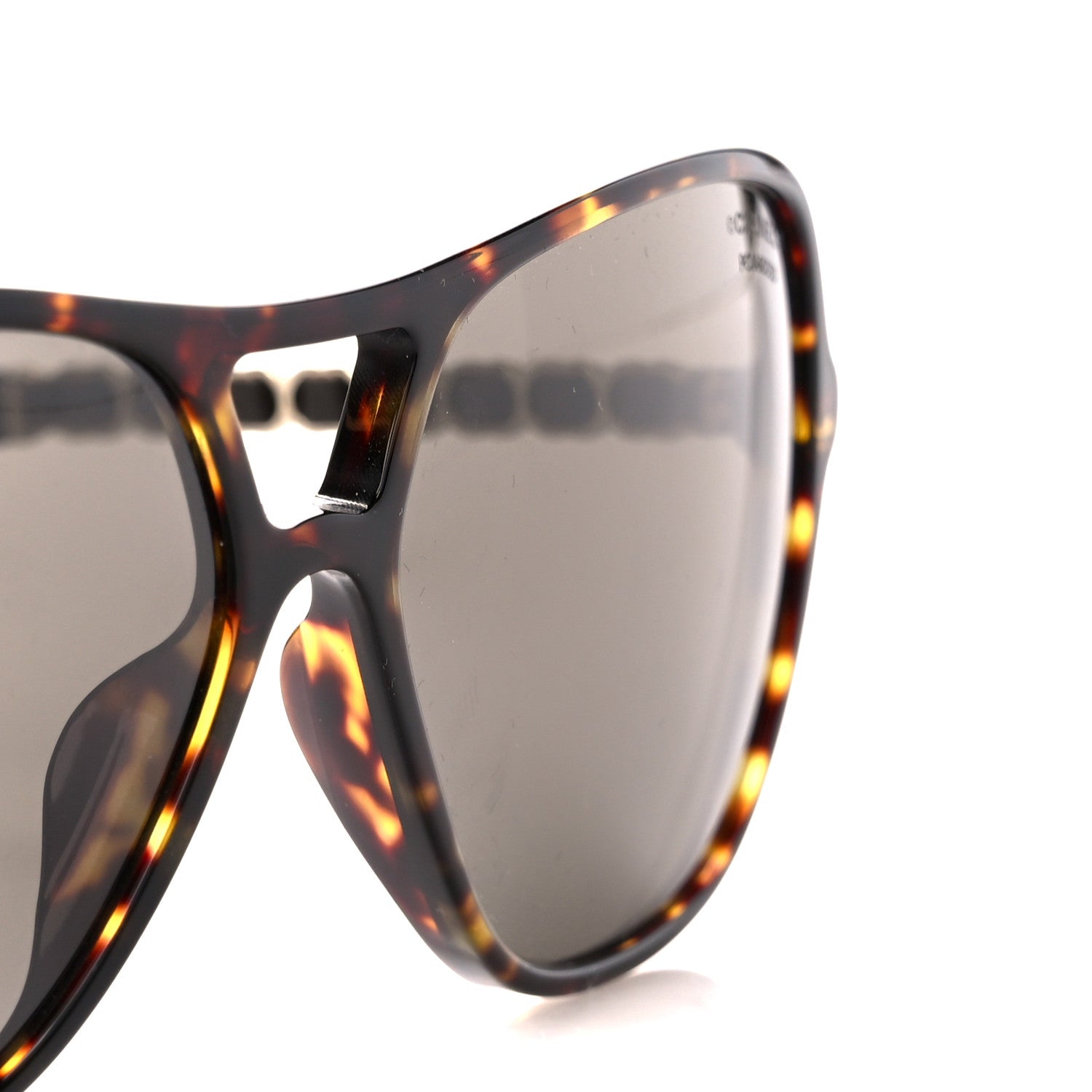 Chanel Metal Calfskin Polarized CC Chain Polarized Pilot Sunglasses 5439-Q-A Tortoise 8 of 9