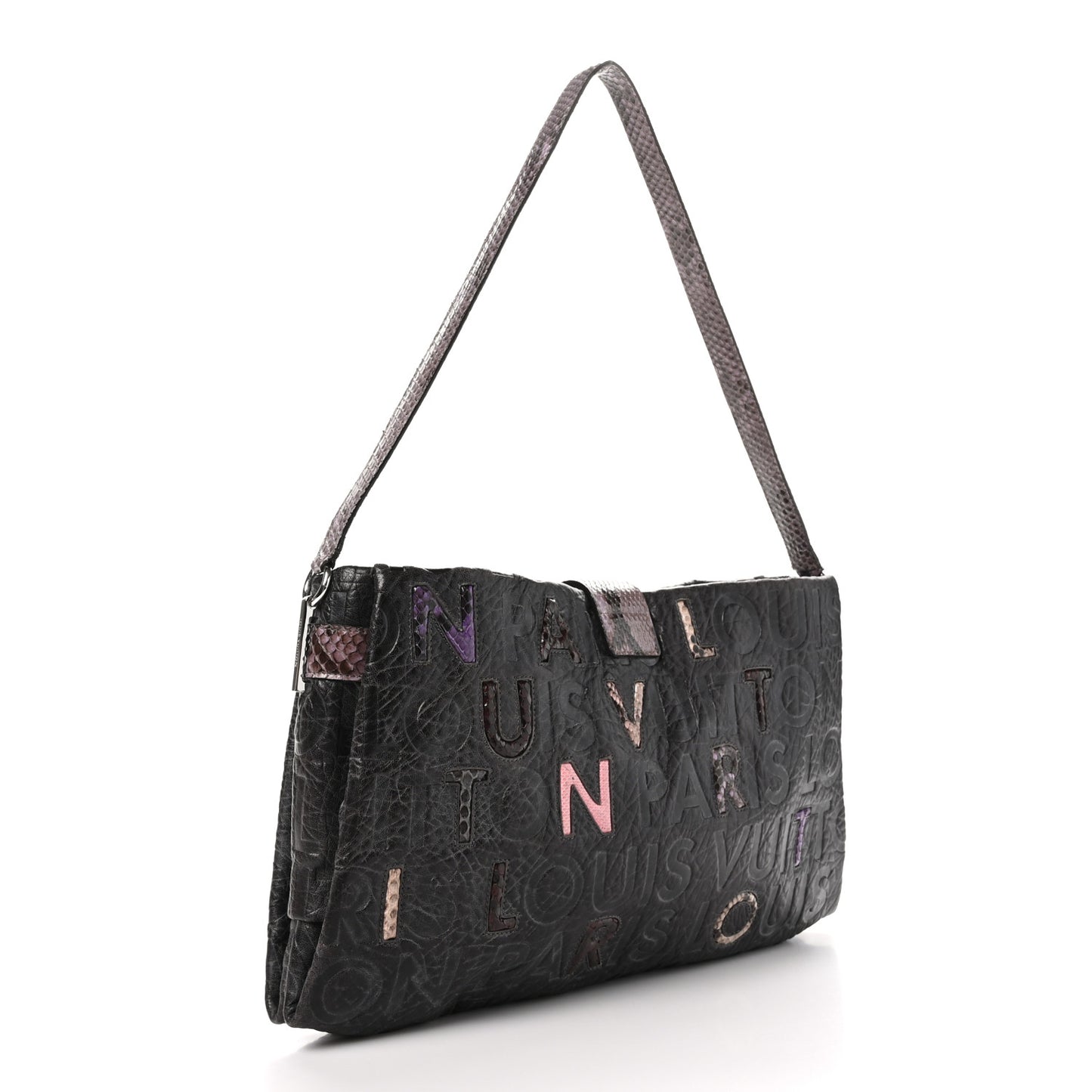 Snakeskin Lambskin Monogram Collage Lutece Grey
