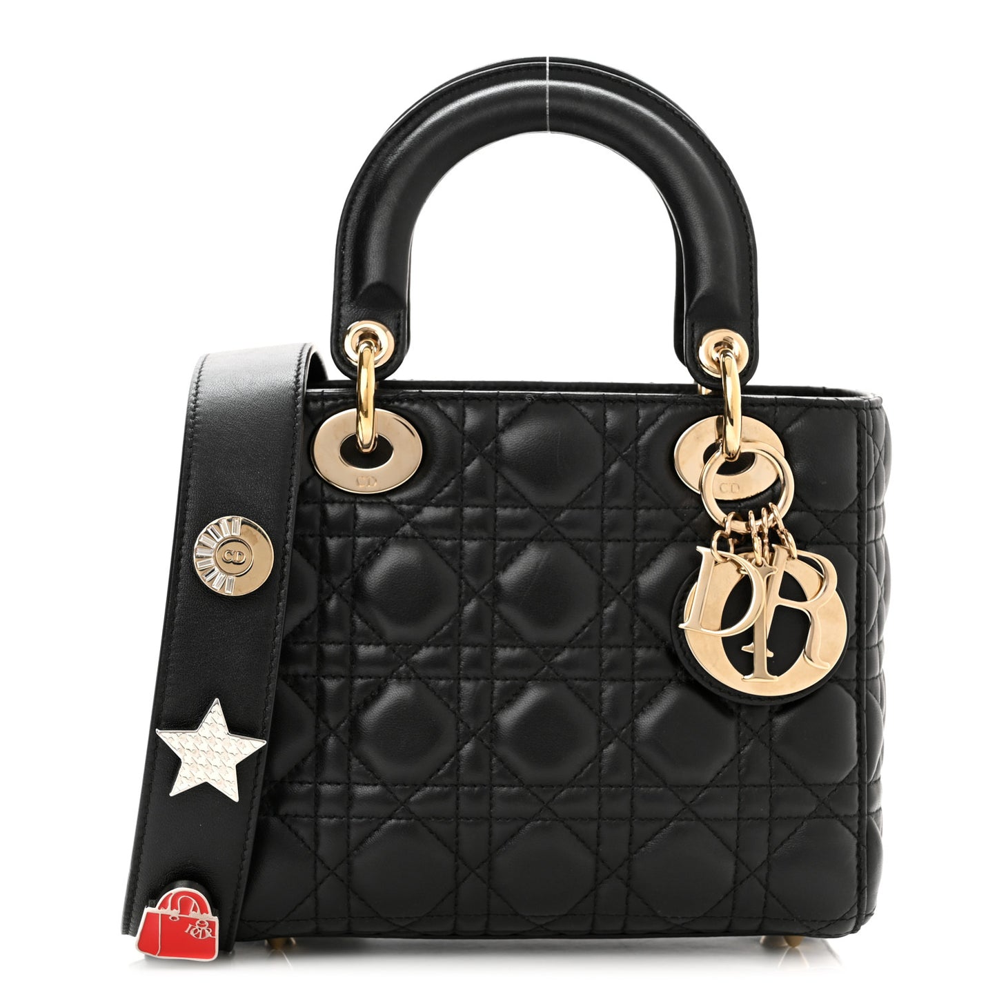 Lambskin Cannage Small Lucky Badges My Lady Dior Black