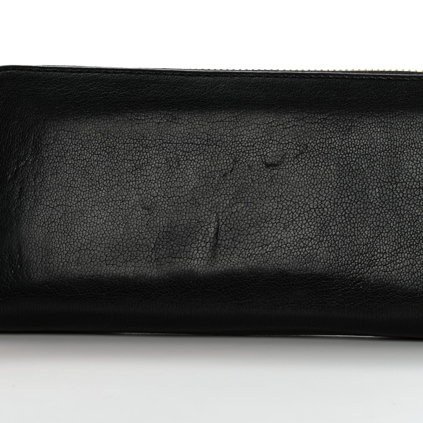 Shiny Goatskin Tree Zip Around Wallet Black