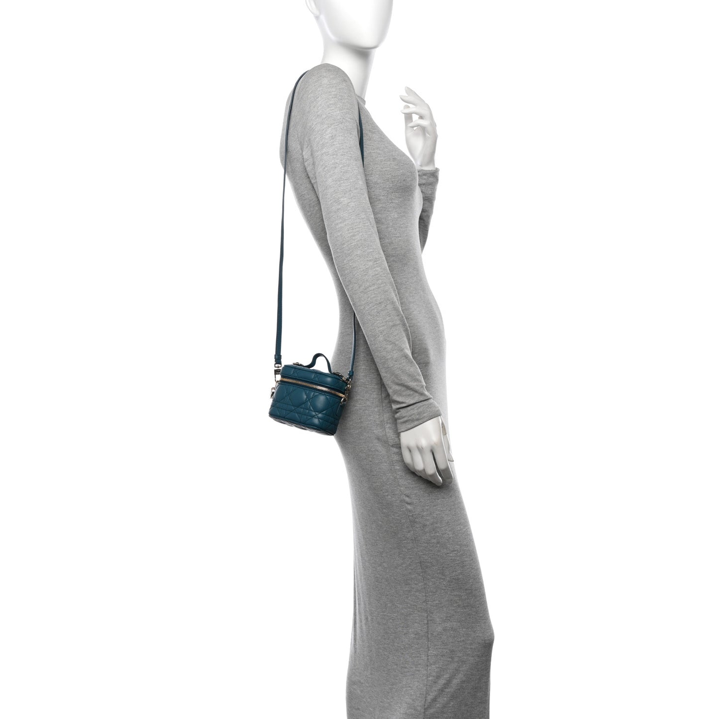 Lambskin Cannage Micro Lady Dior Vanity Case Deep Ocean