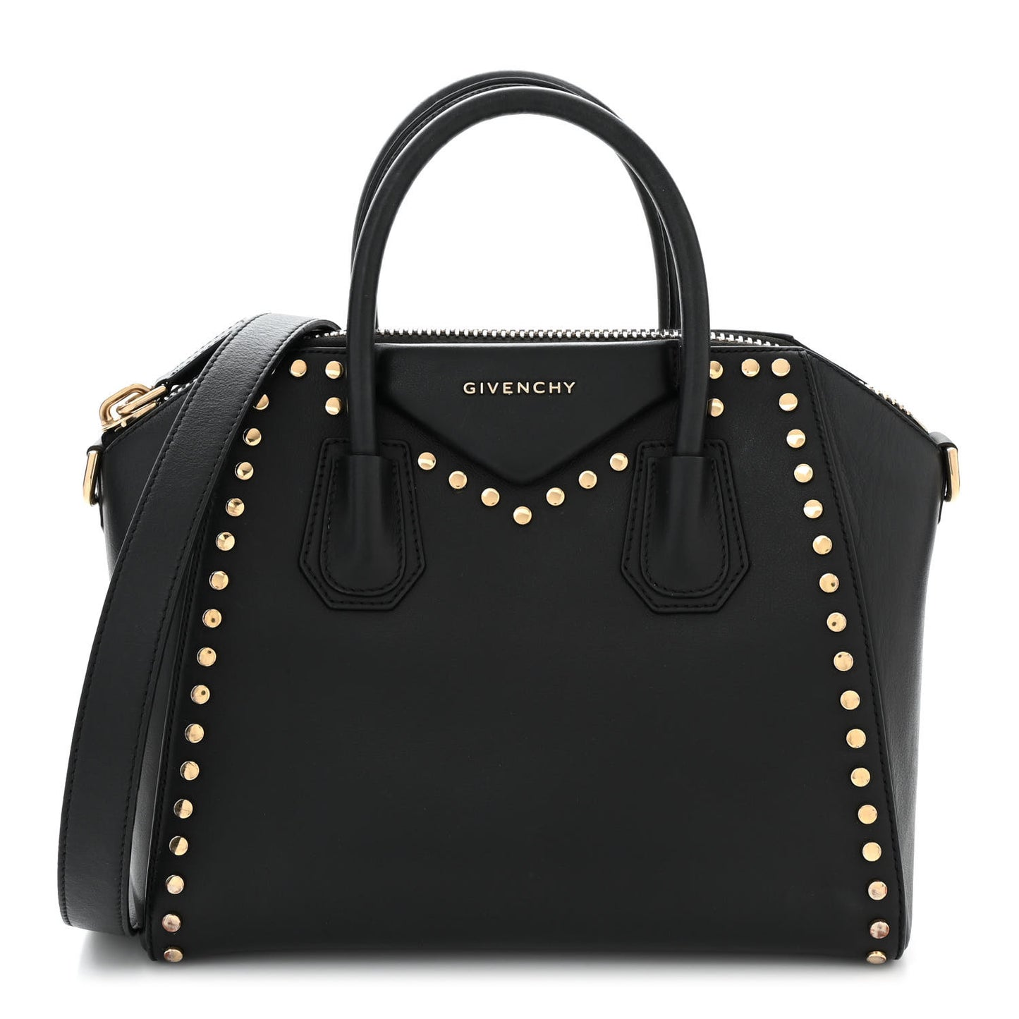 Smooth Calfskin Small Studded Antigona Black
