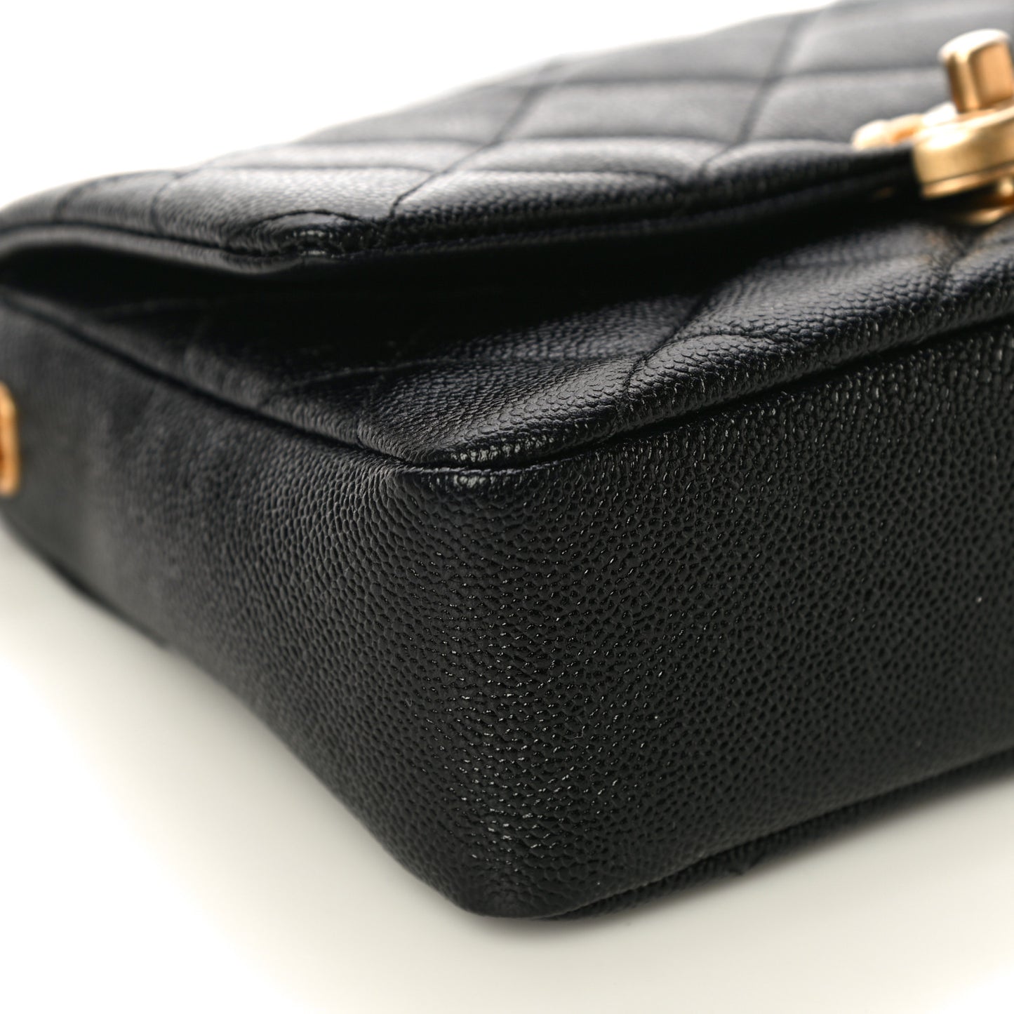 Shiny Caviar Quilted Small Chain Melody Flap Black