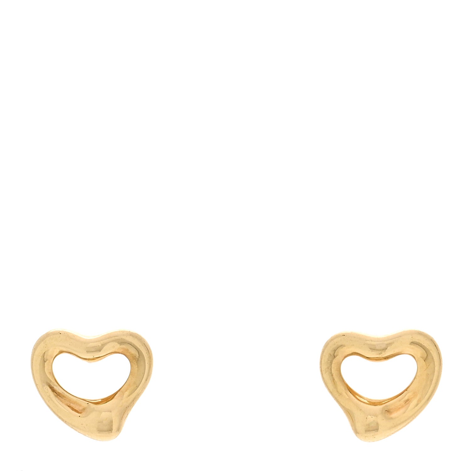 Tiffany 18K Yellow Gold 7mm Elsa Peretti Open Heart Earrings 1 of 4