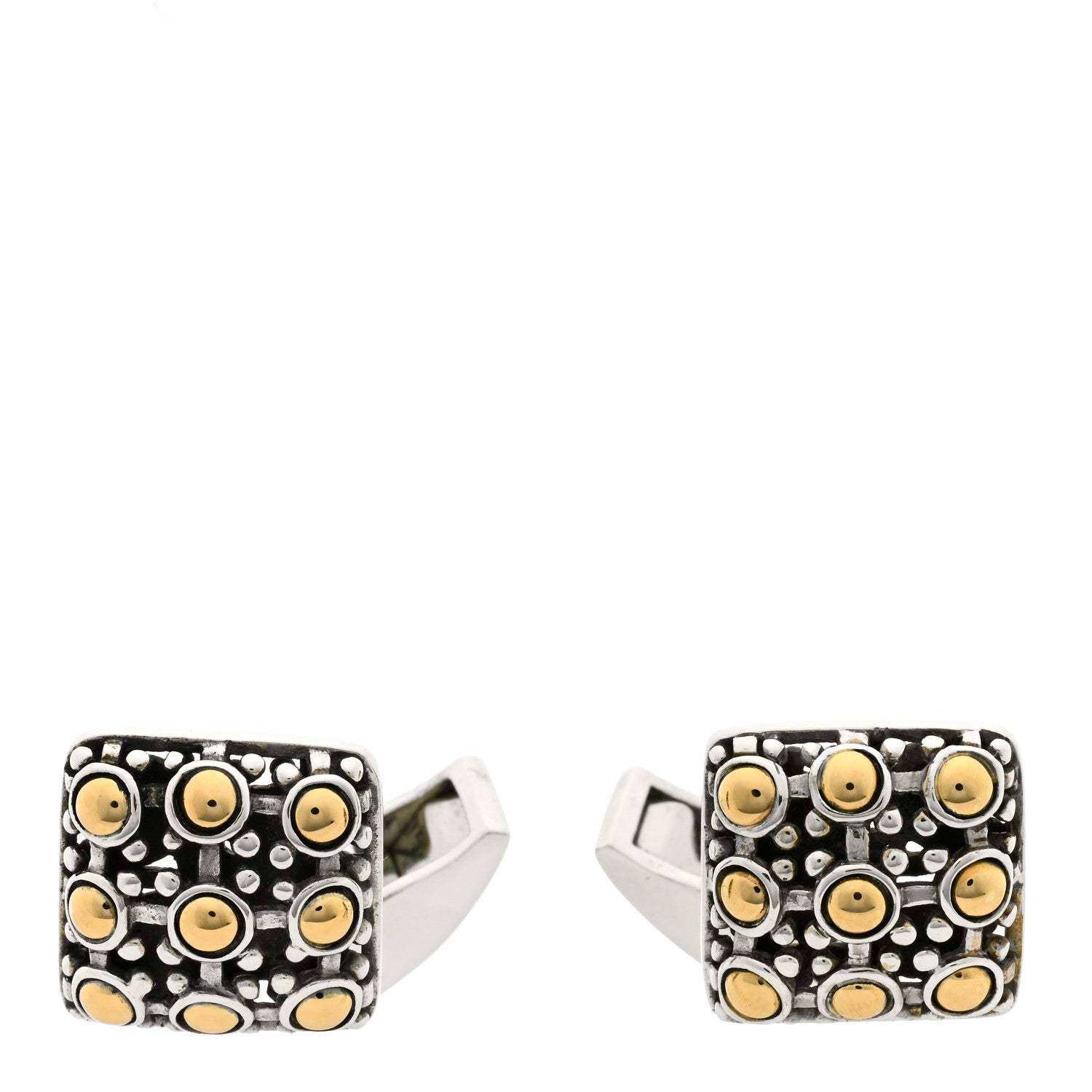 John Hardy Sterling Silver 18K Yellow Gold Jaisalmer Dot Cufflinks 1 of 3