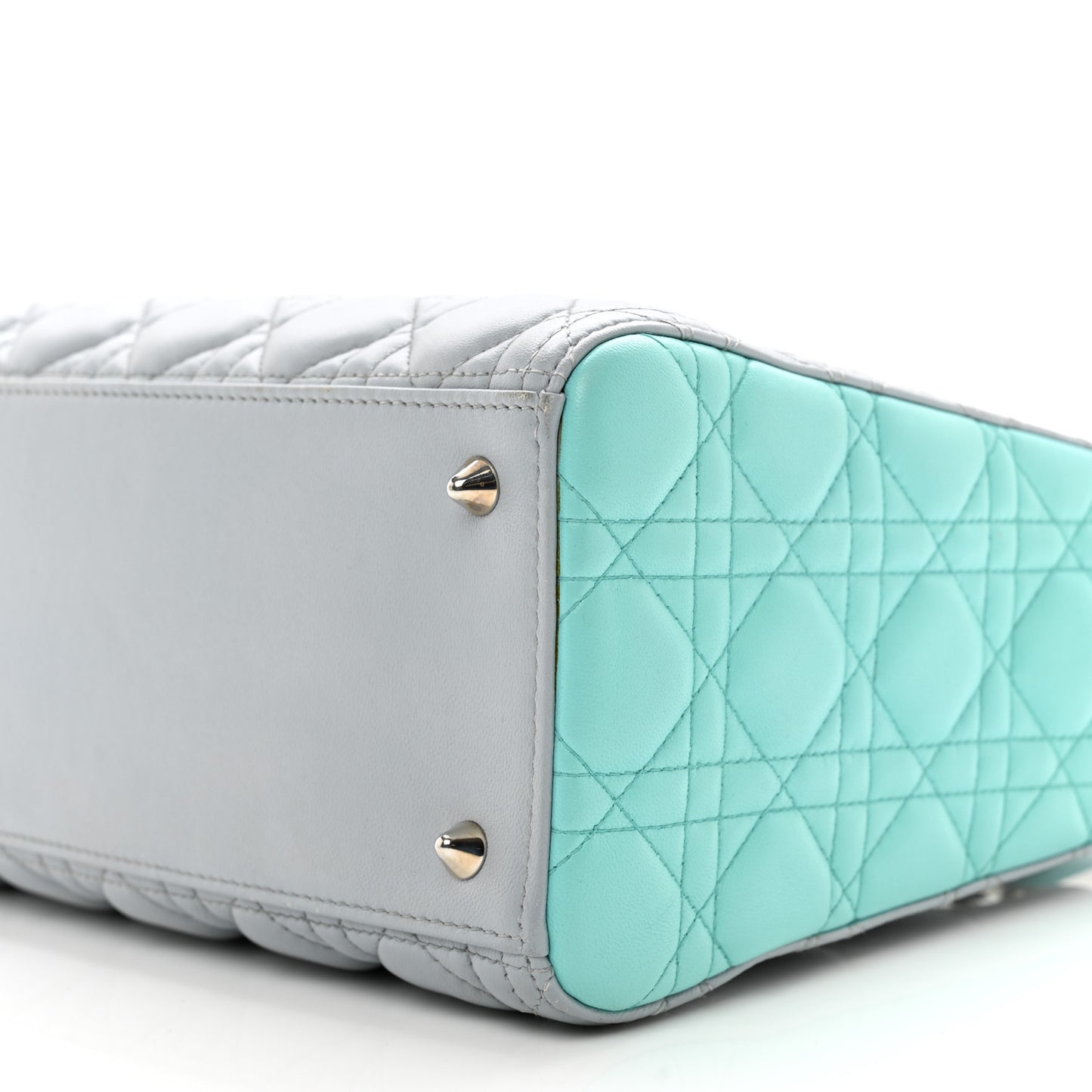 Lambskin Cannage Medium Bi-Color Lady Dior Grey Turquoise
