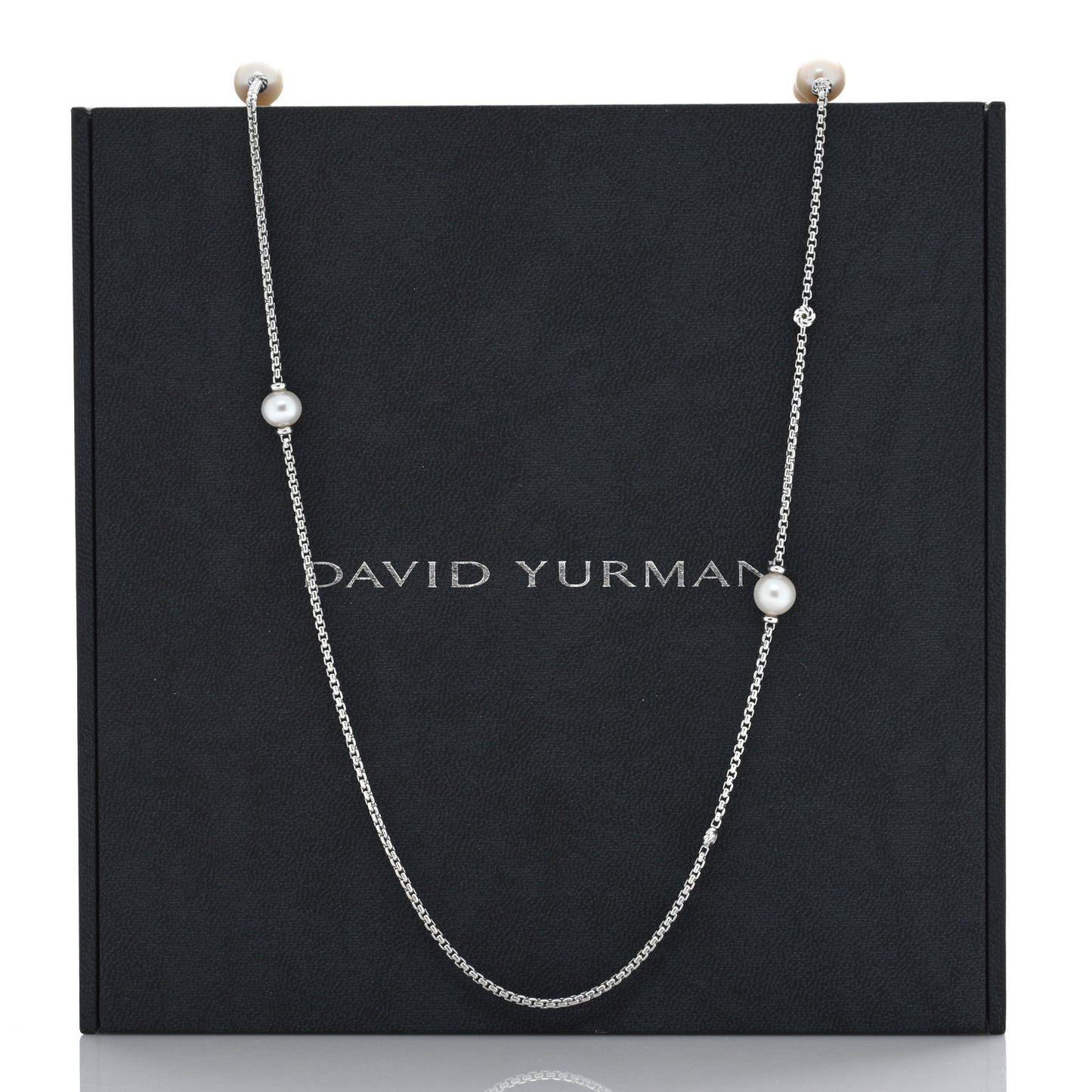 Sterling Silver Diamond Pearl Station Chain Necklace