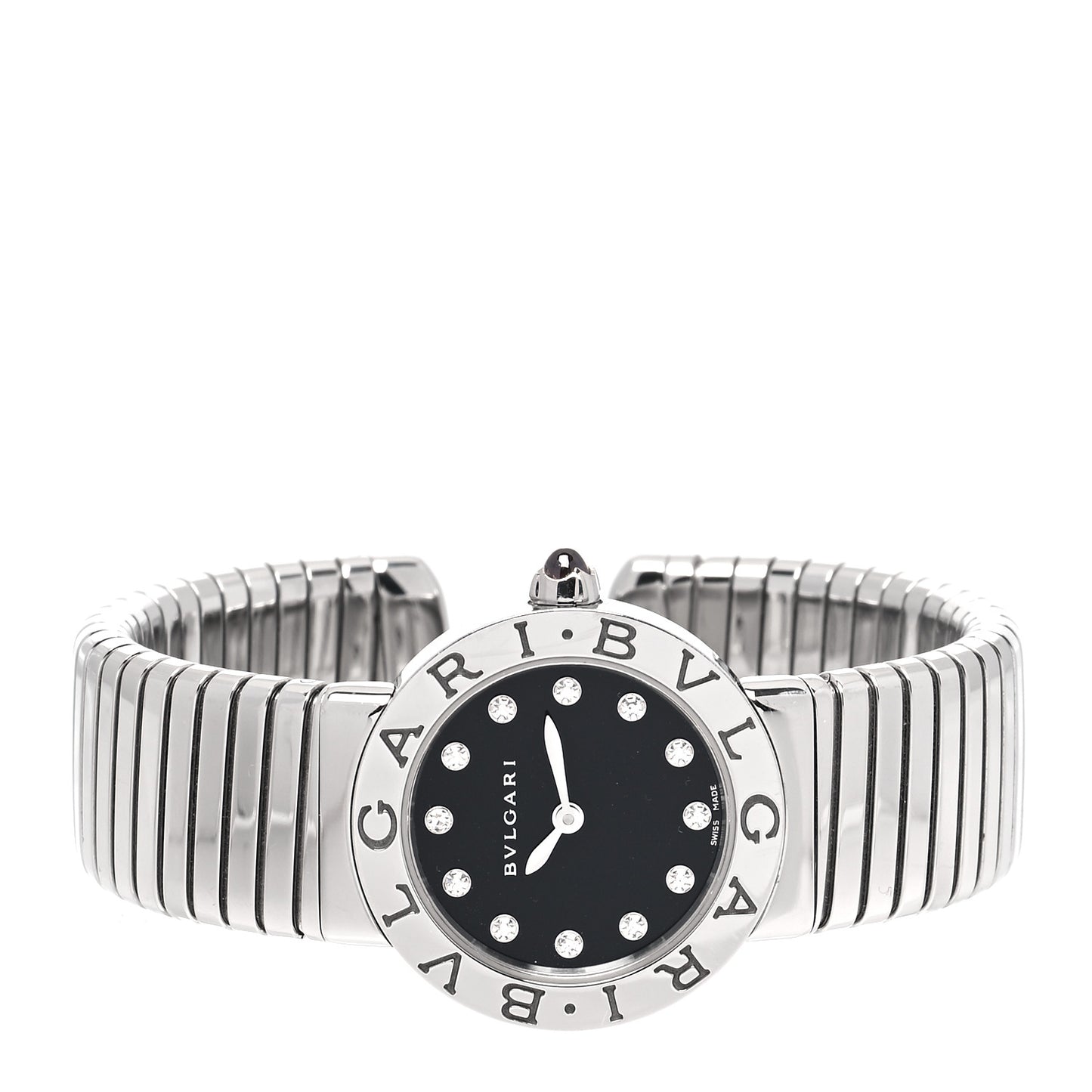 Stainless Steel Diamond 26mm Tubogas Quartz Watch Black