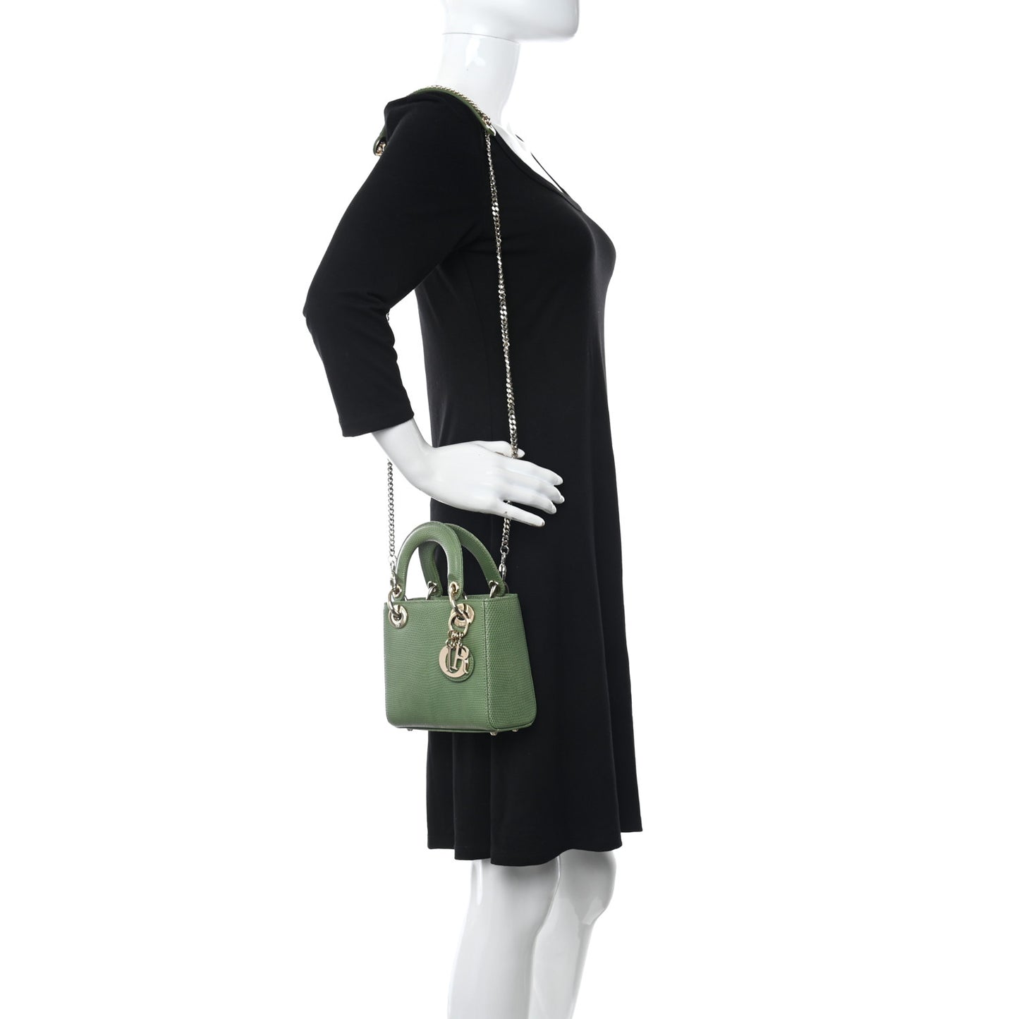 Lizard Mini Lady Dior Vert Saule