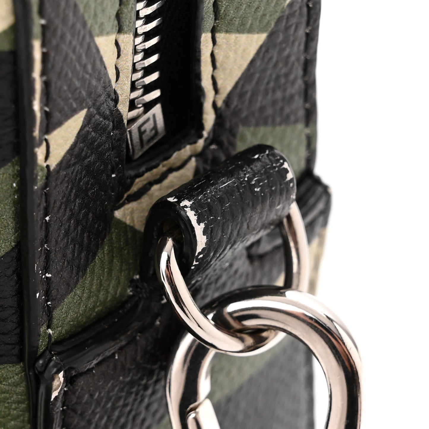 Textured Calfskin Bugs Camouflage Medium Camera Case Multicolor Military