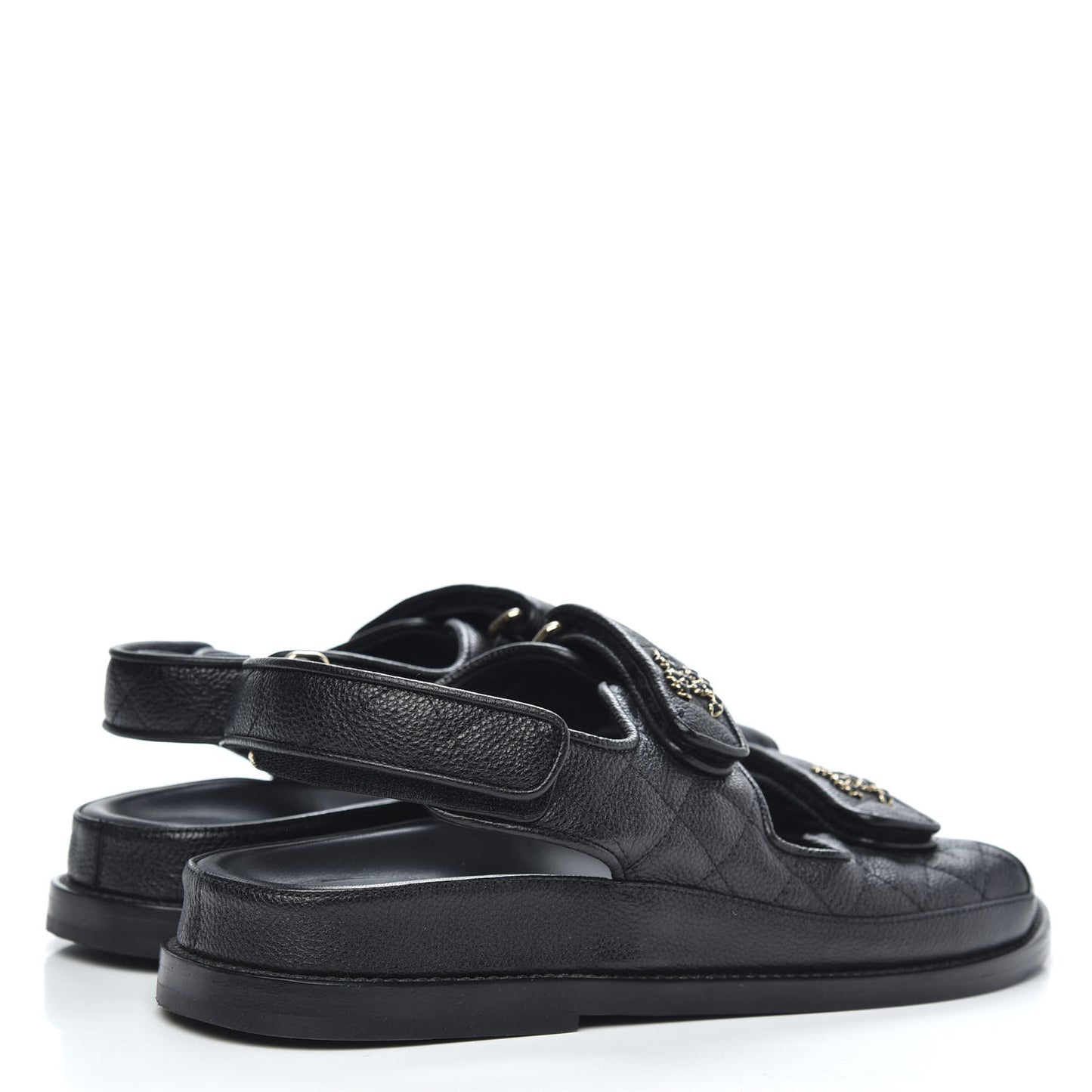 Grained Calfskin Velcro Dad Sandals 36.5 Black