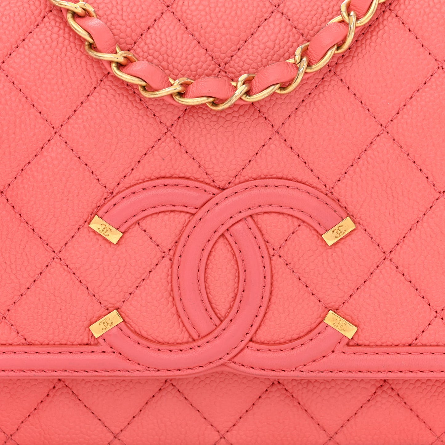 Caviar Quilted Medium CC Filigree Flap Pink