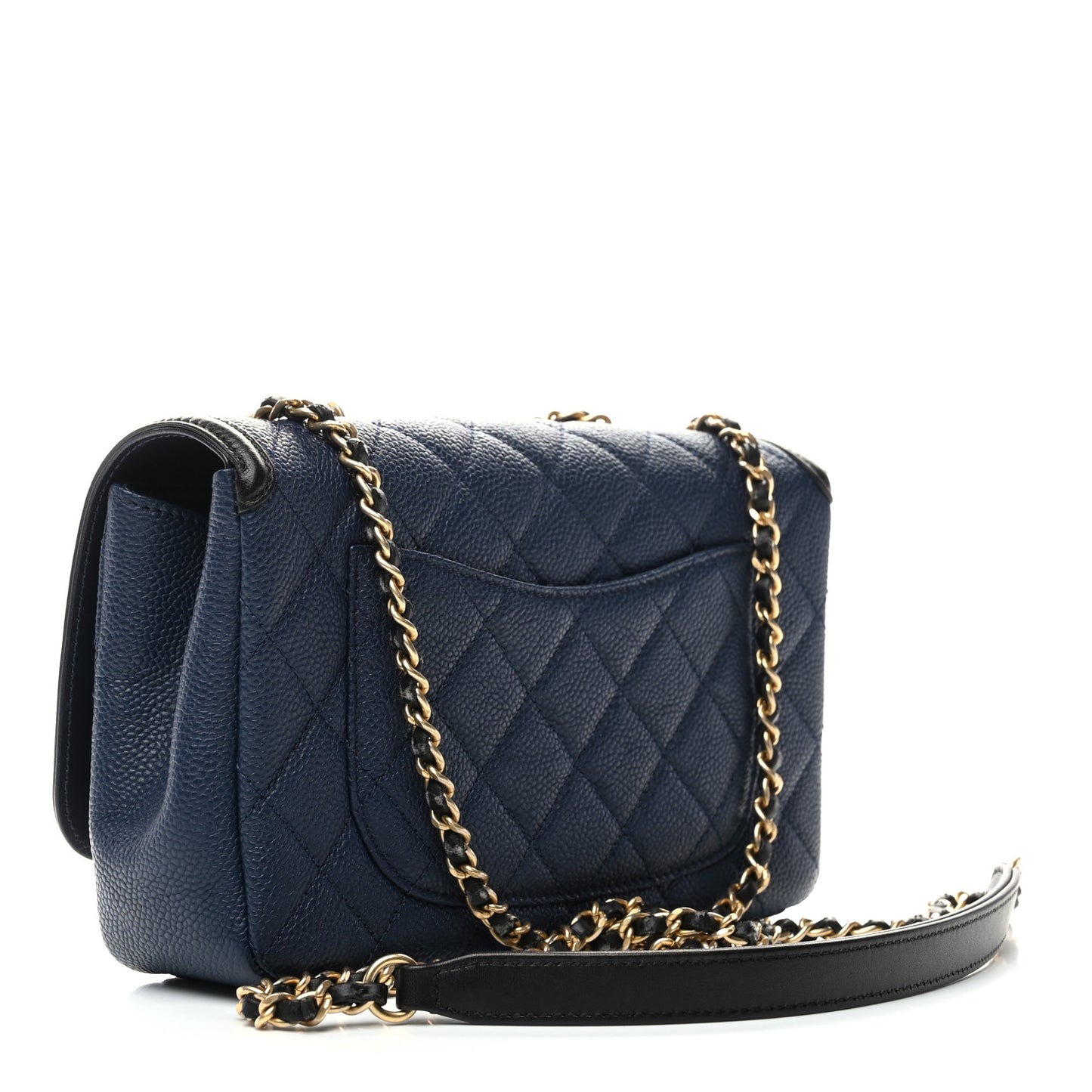 Caviar Quilted Small CC Filigree Flap Navy Black