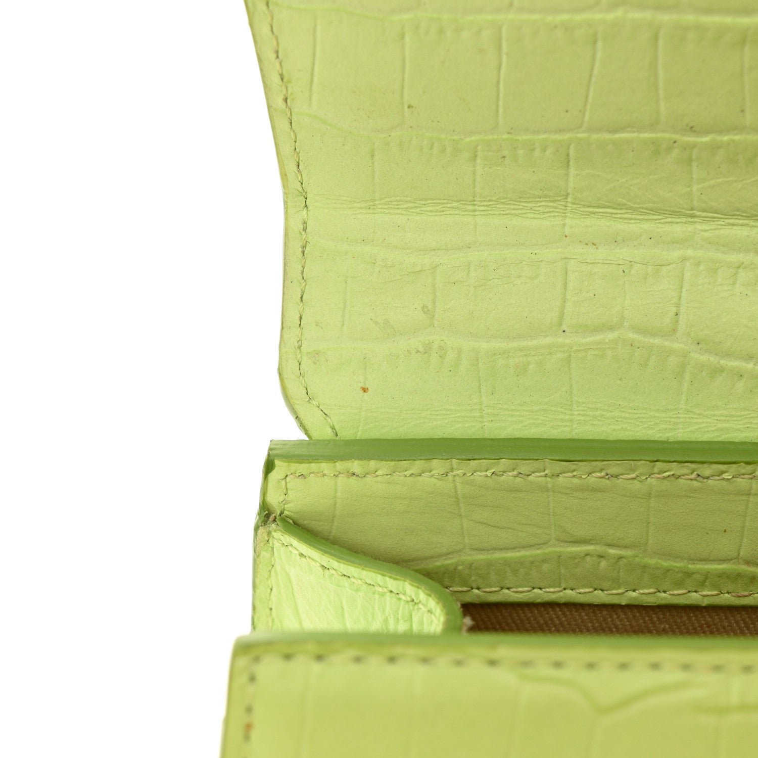 Jacquemus Calfskin Crocodile Embossed Le Chiquito Moyen Light Green 15 of 17