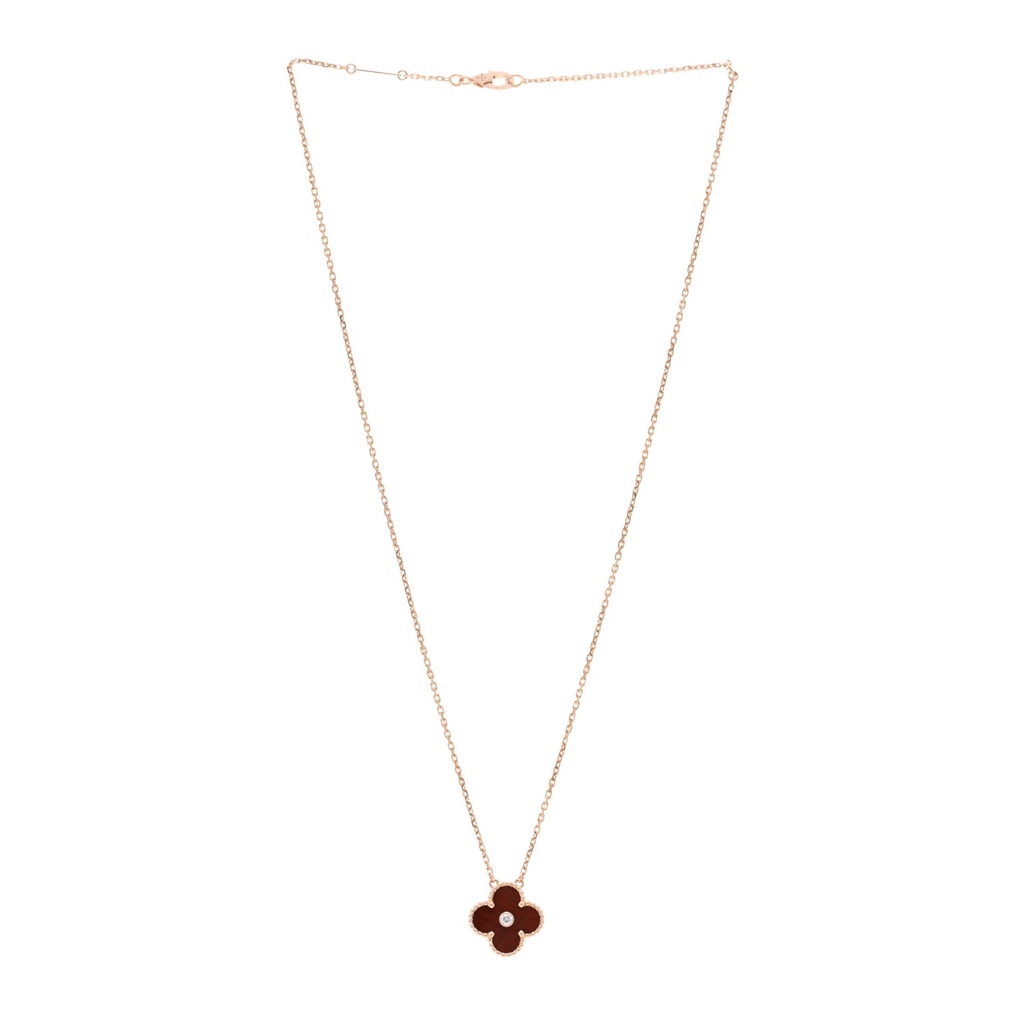 18K Rose Gold Diamond Bulls Eye Vintage Alhambra Pendant Necklace