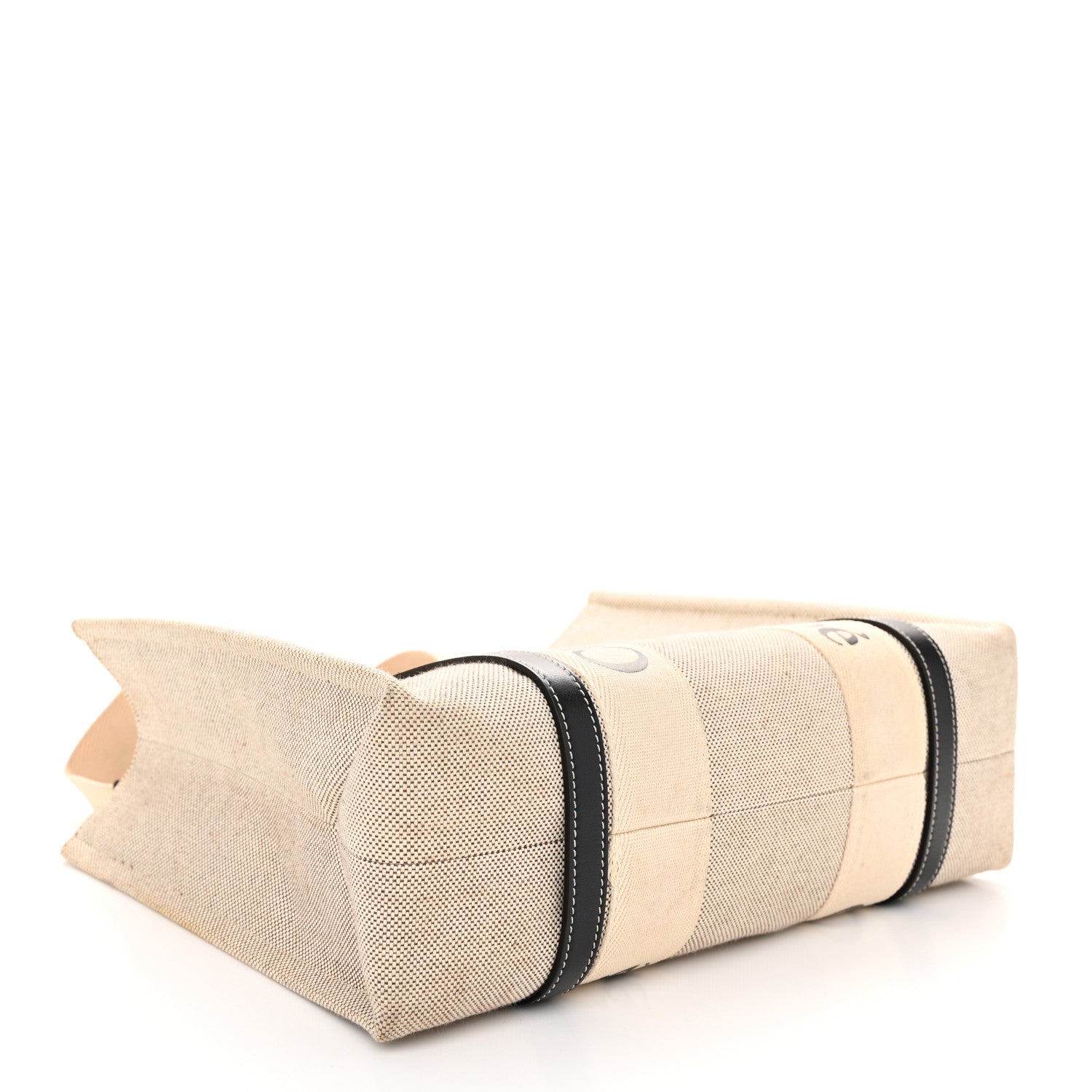 Chloe Cotton Calfskin Medium Woody Ribbon Tote White Blue 4 of 10