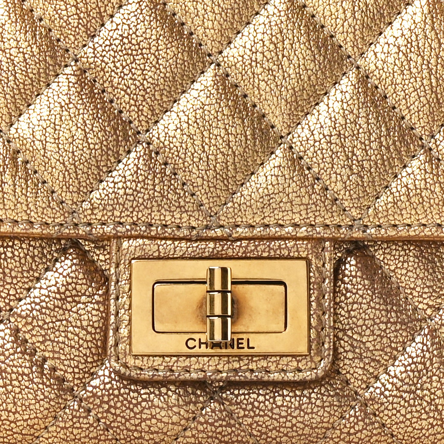 Metallic Goatskin Quilted Rita Flap Gold