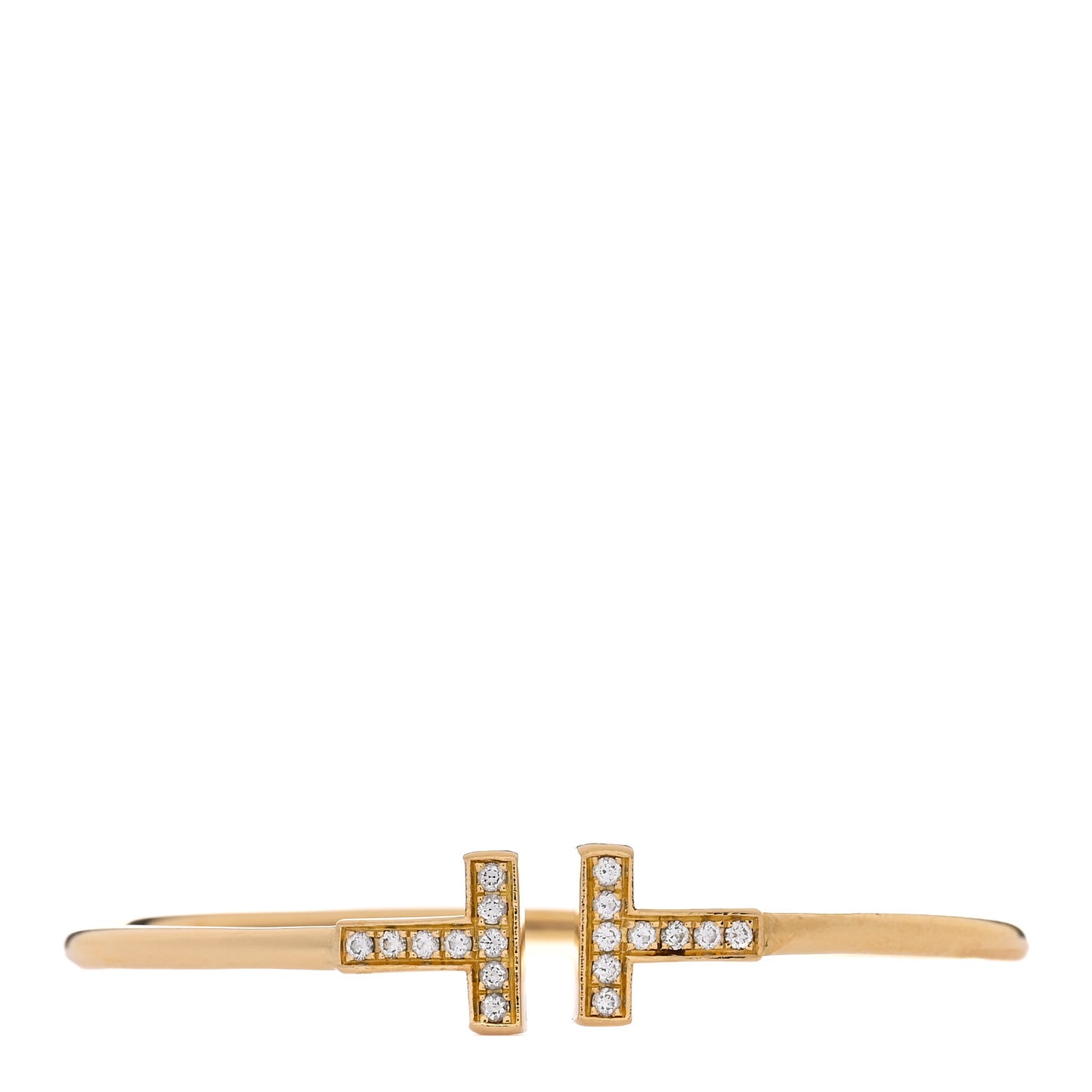 18K Yellow Gold Diamond T Wire Bracelet