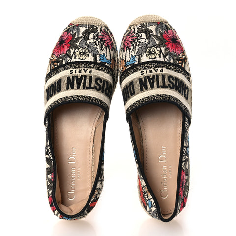 Canvas Mille Fleurs Embroidered Granville Espadrille 36.5 Multicolor