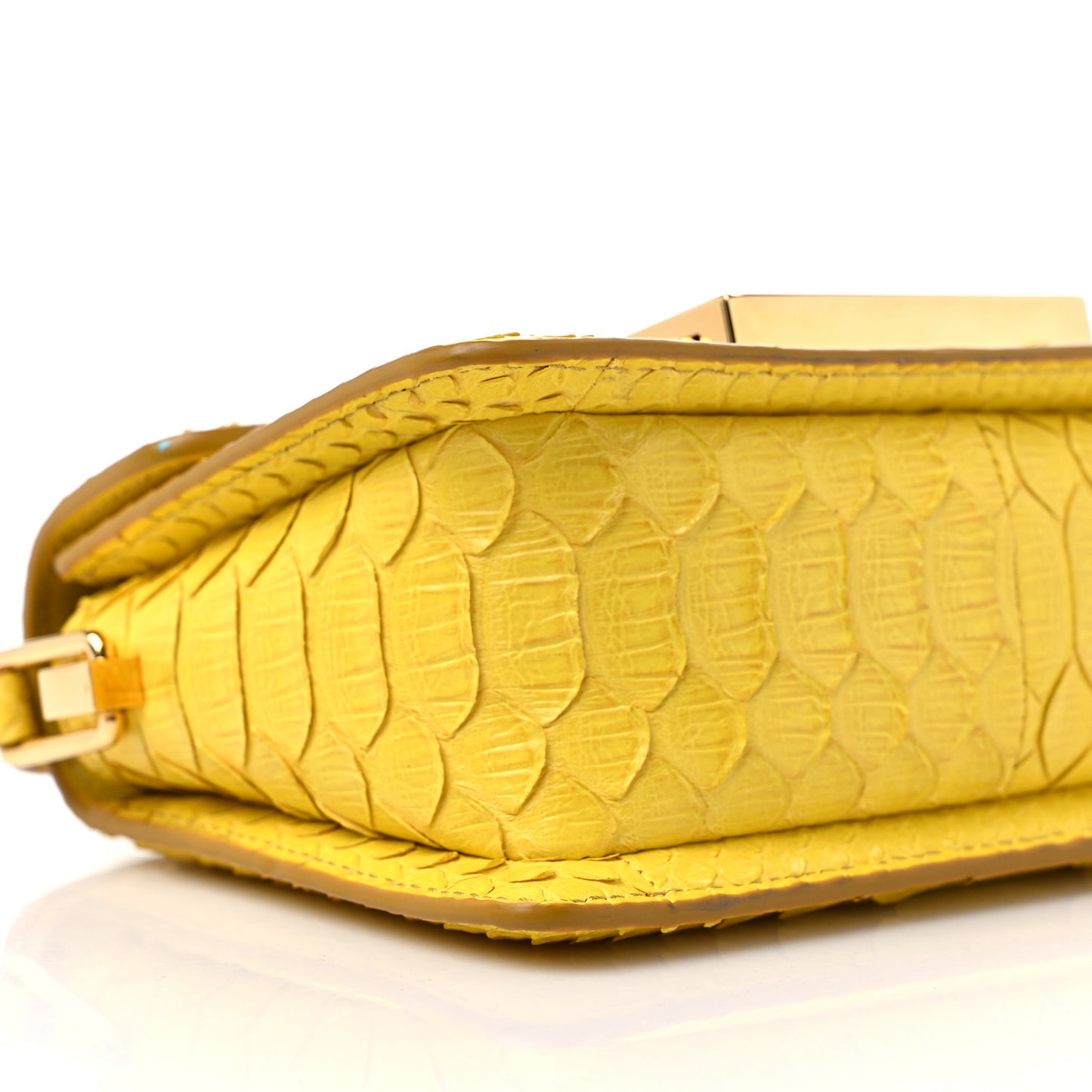 Semi Shiny Snakeskin Small T Clasp Crossbody Yellow