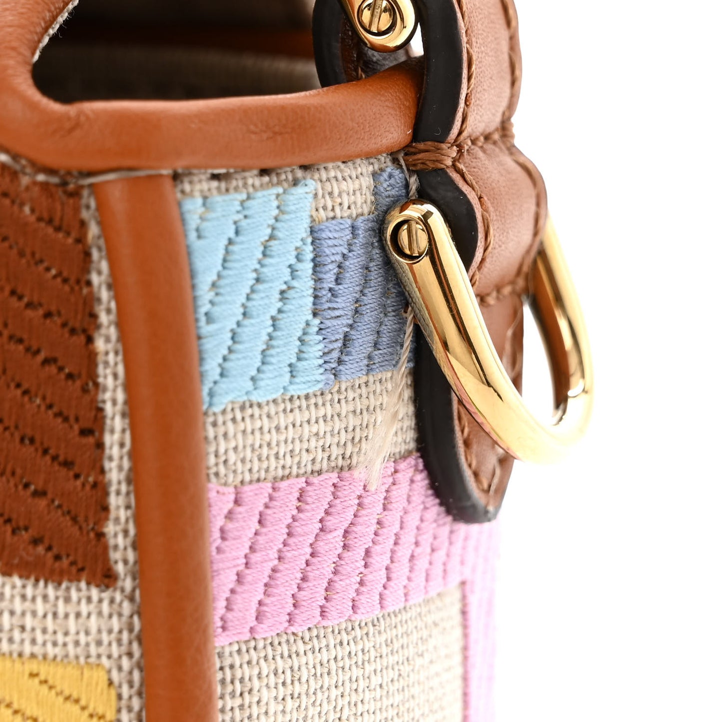 Kuban Canvas Vitello King FF Embroidered Baguette Grezzo Multicolor
