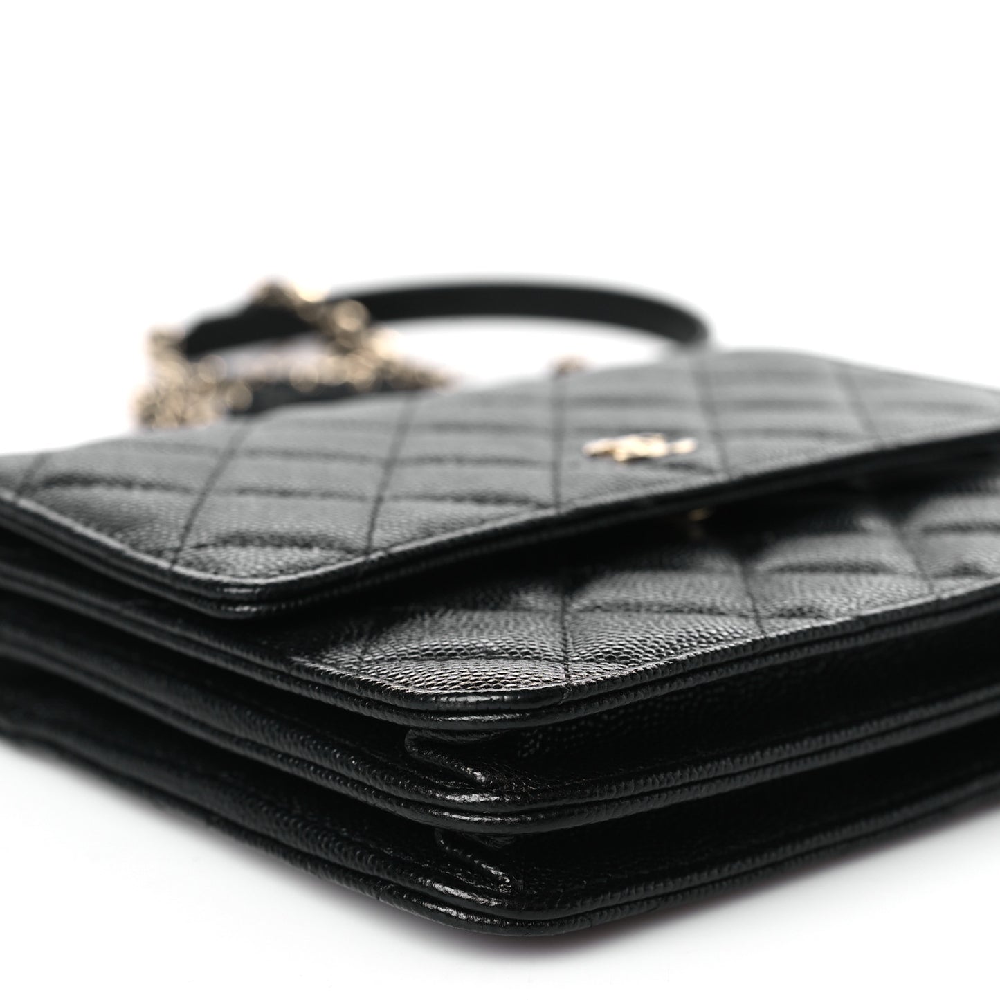 Caviar Quilted Square Wallet On Chain WOC Black