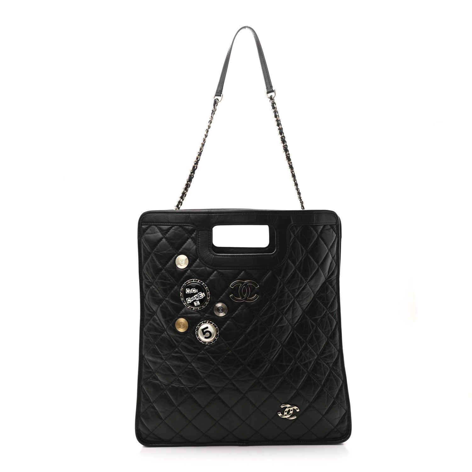 Chanel Aged Calfskin Medium Charm Shopping Bag Black 1 of 10