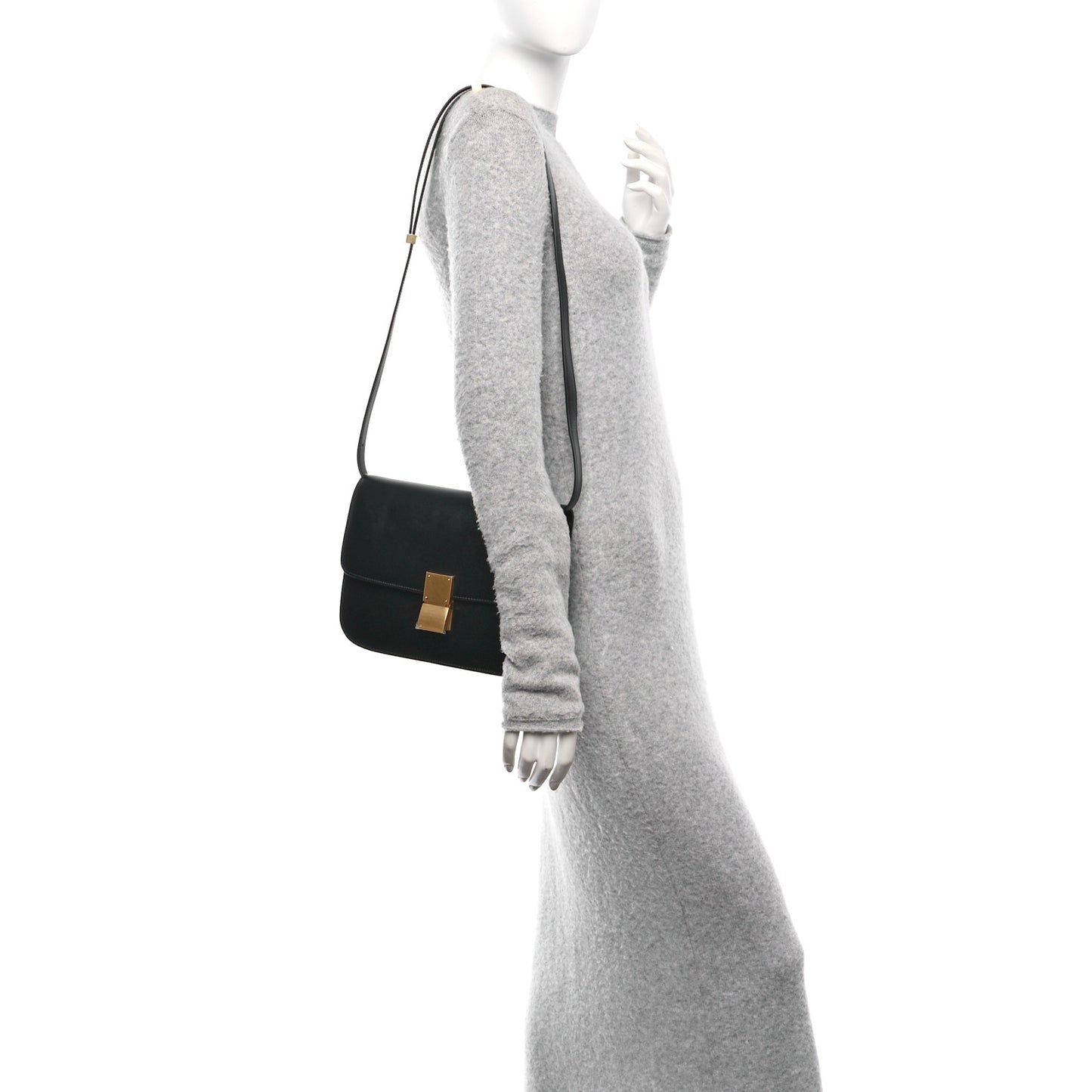 Box Calfskin Medium Classic Box Flap Bag Black
